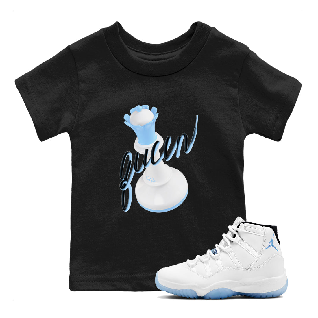 3D Queen snkmatch Tees Kids - Air Jordan 11 Legend Blue