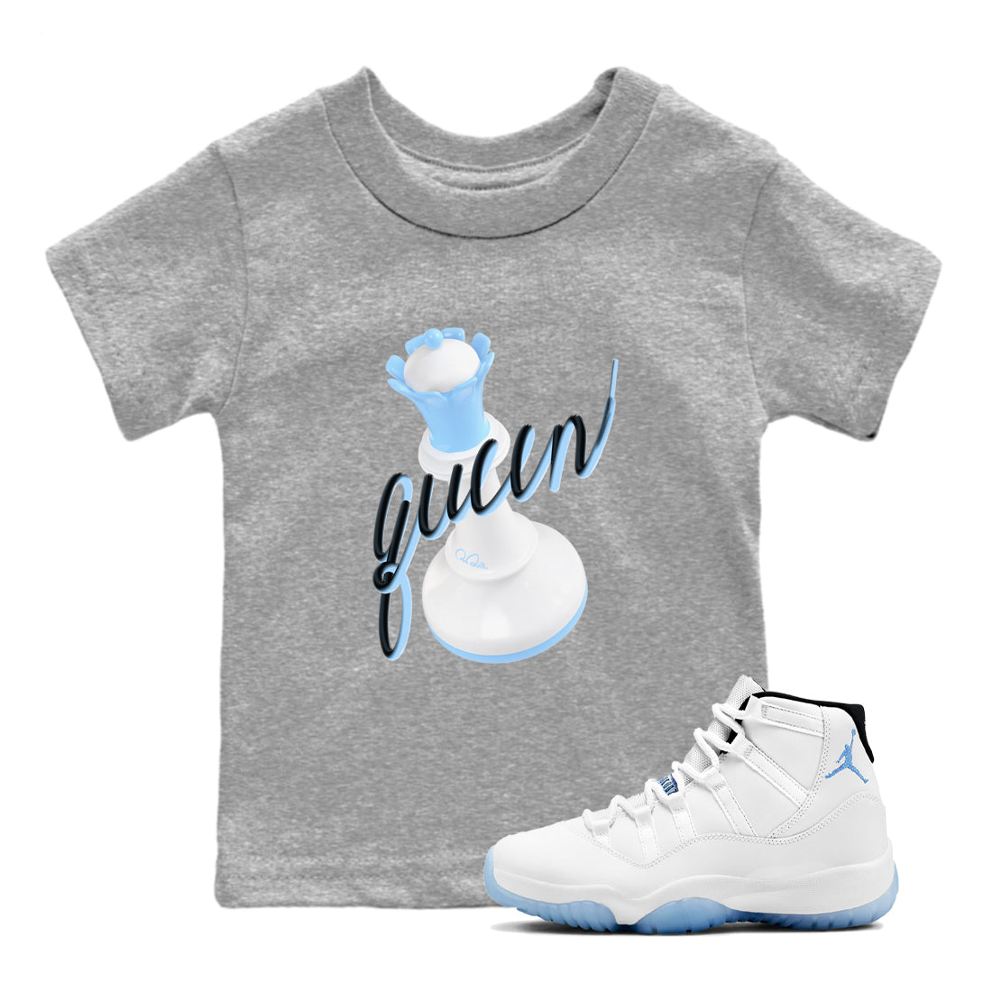 3D Queen snkmatch Tees Kids - Air Jordan 11 Legend Blue