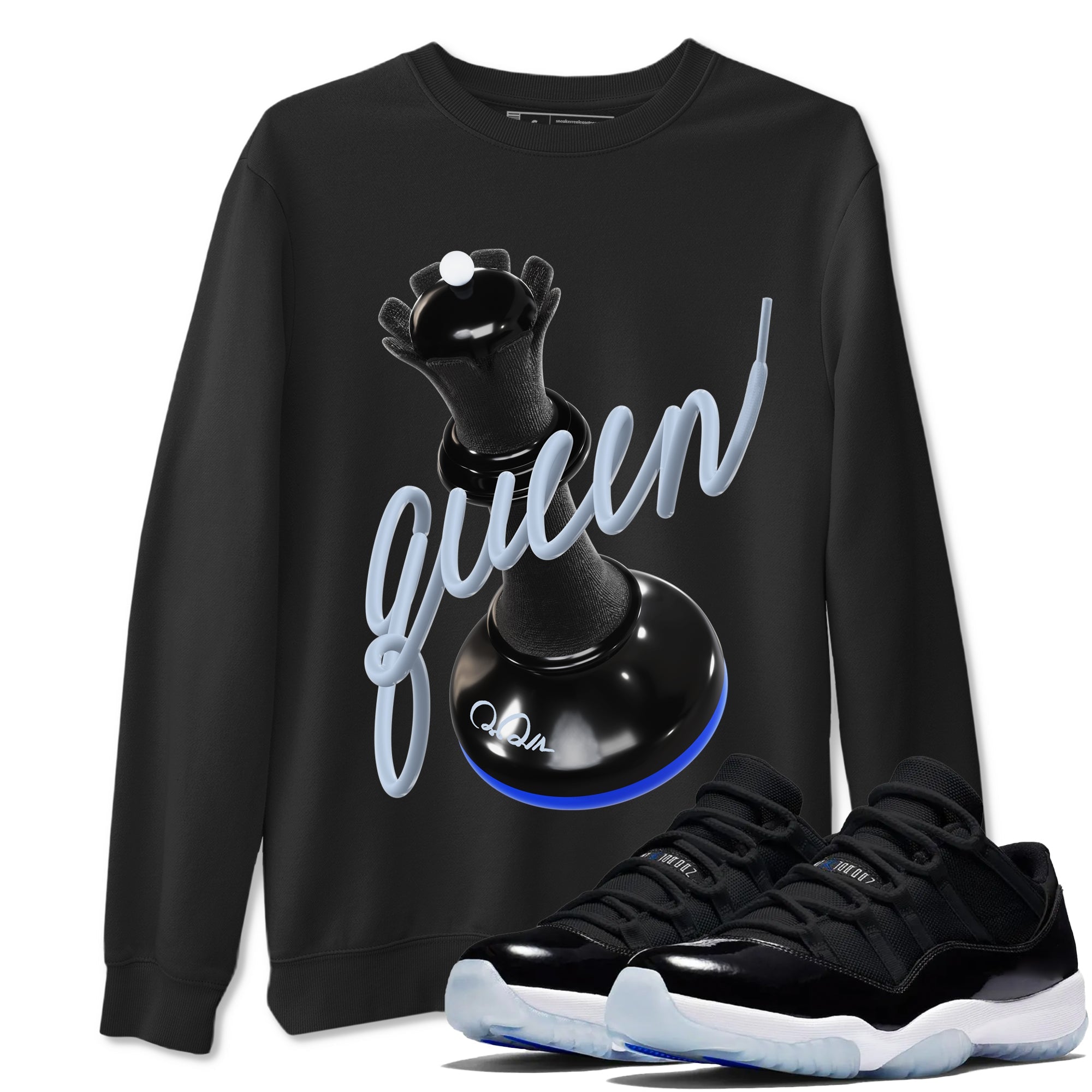 3D Queen snkmatch Tees - Air Jordan 11 Black and Varsity Royal