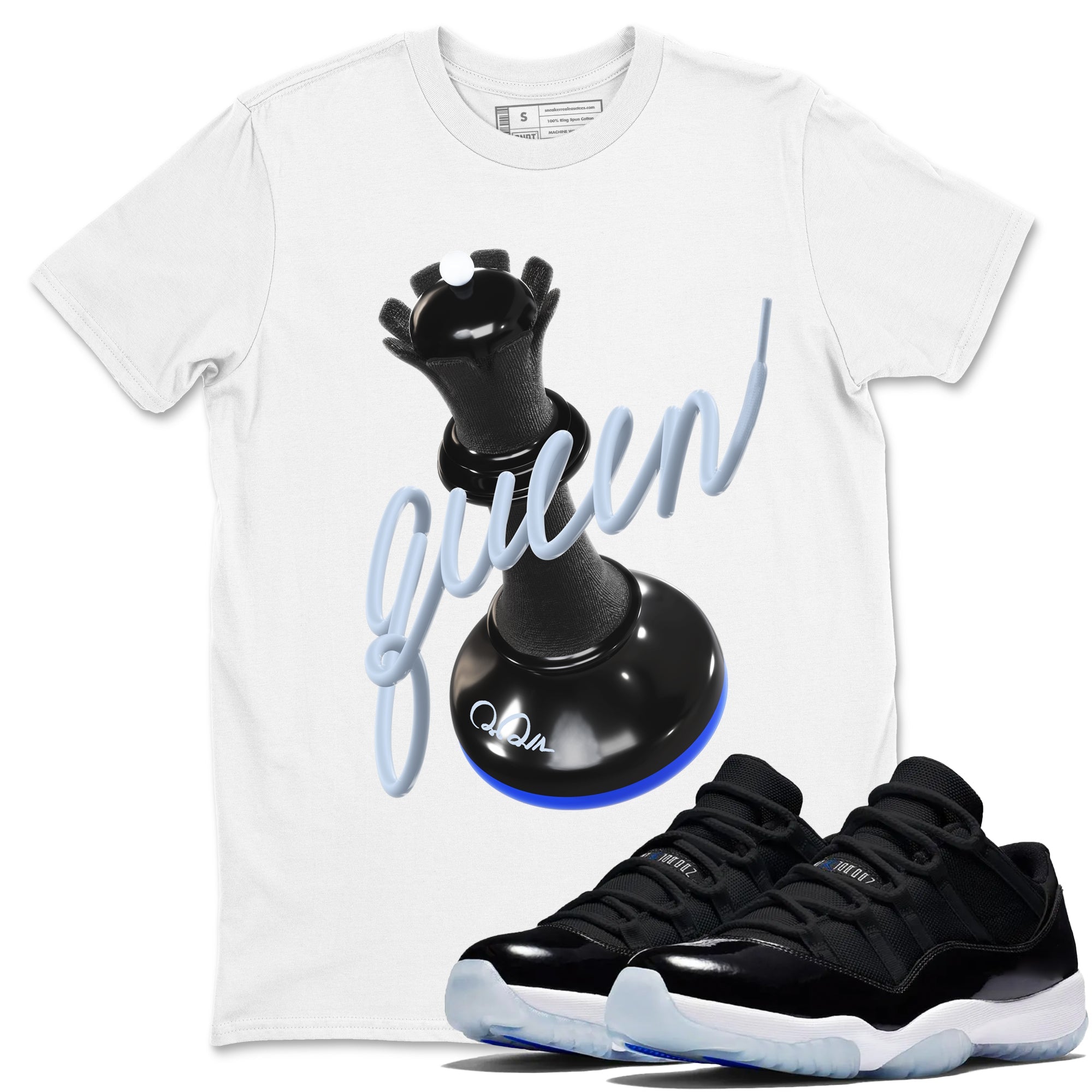 3D Queen snkmatch Tees - Air Jordan 11 Black and Varsity Royal