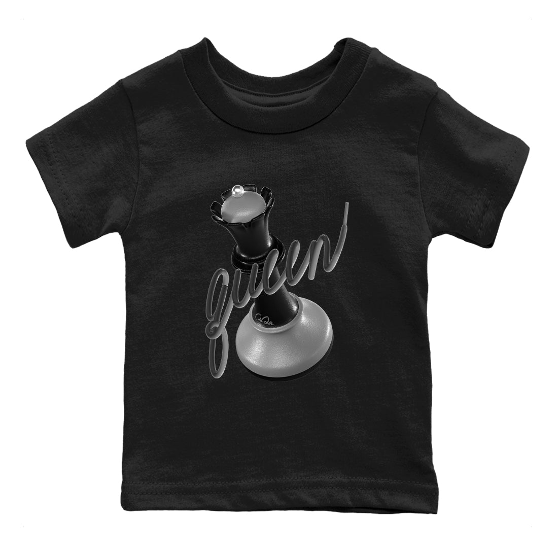 3D Queen snkmatch Tees Kids - Air Jordan 12 Black Wolf Grey