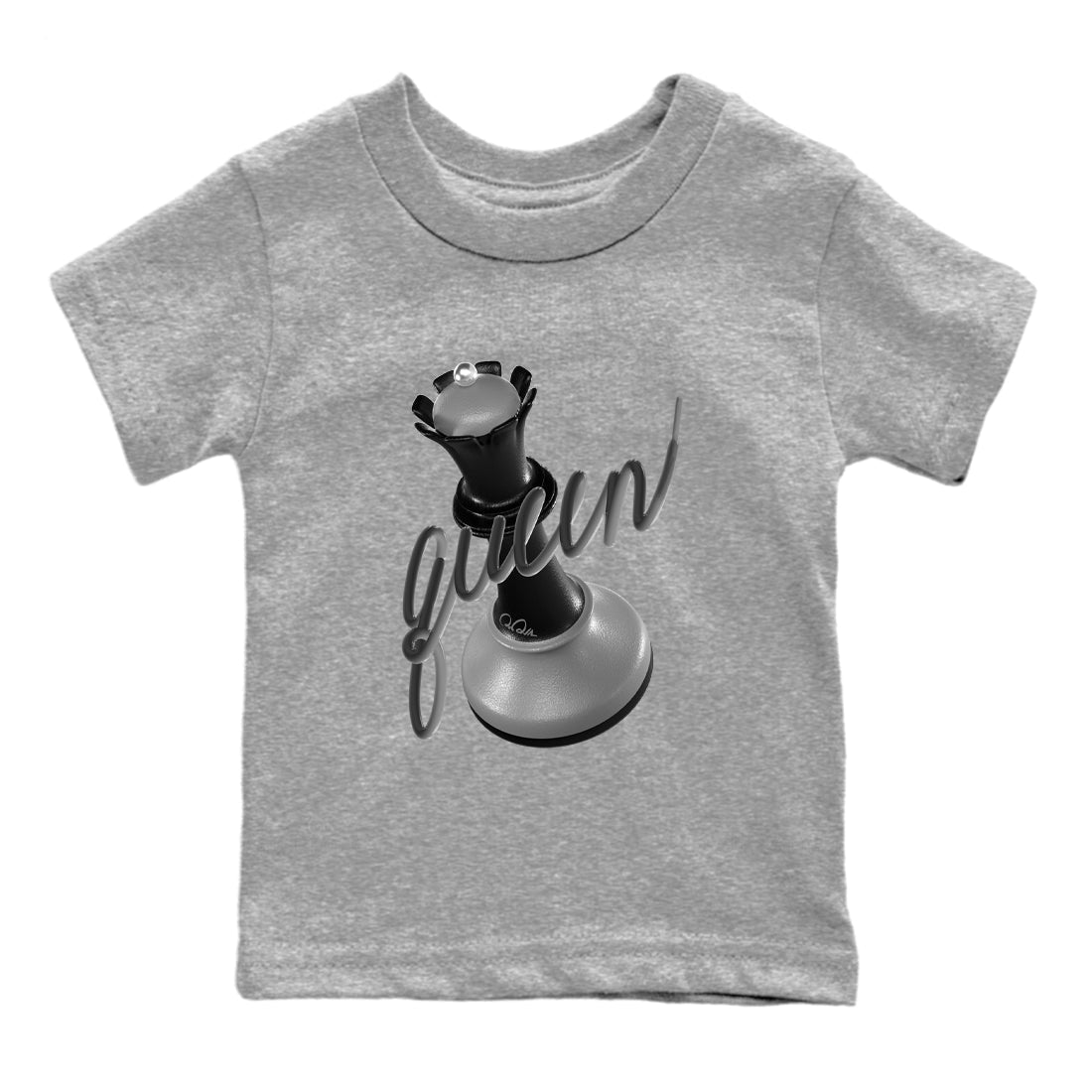 3D Queen snkmatch Tees Kids - Air Jordan 12 Black Wolf Grey