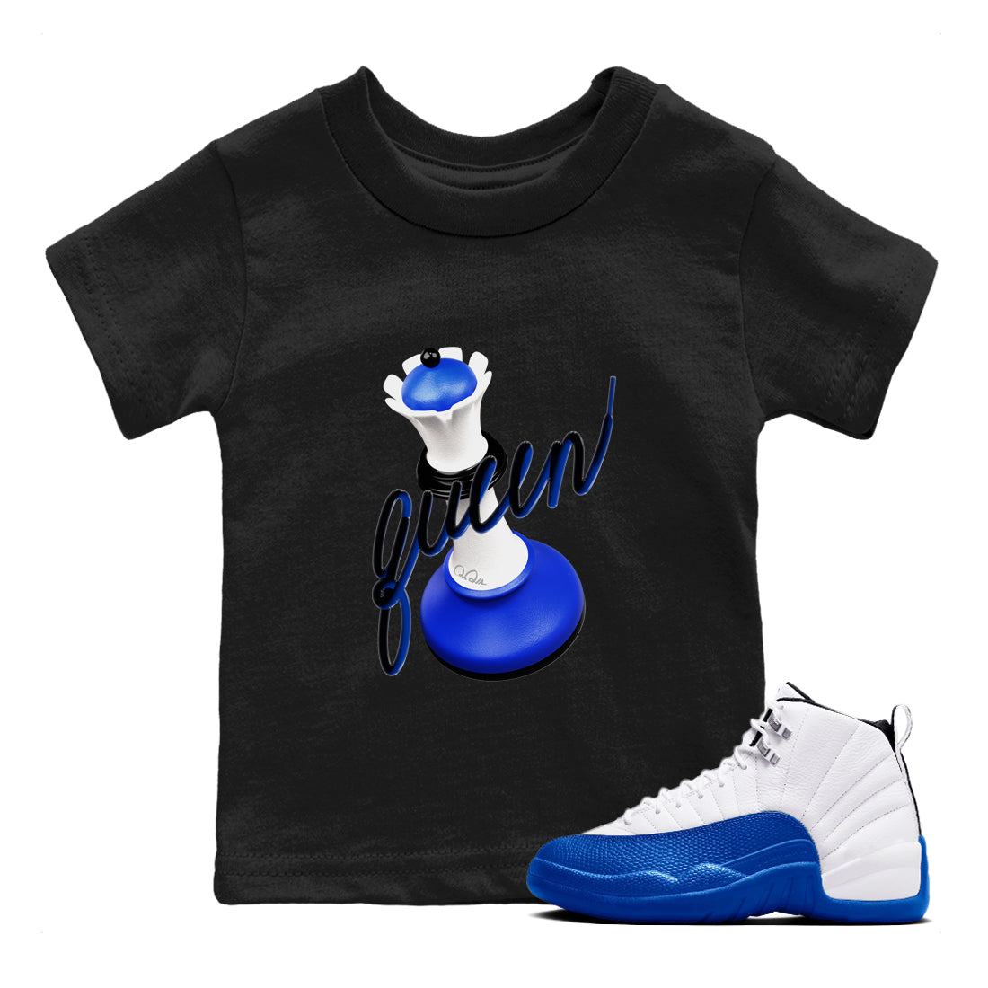 3D Queen snkmatch Tees Kids - Air Jordan 12 Blueberry