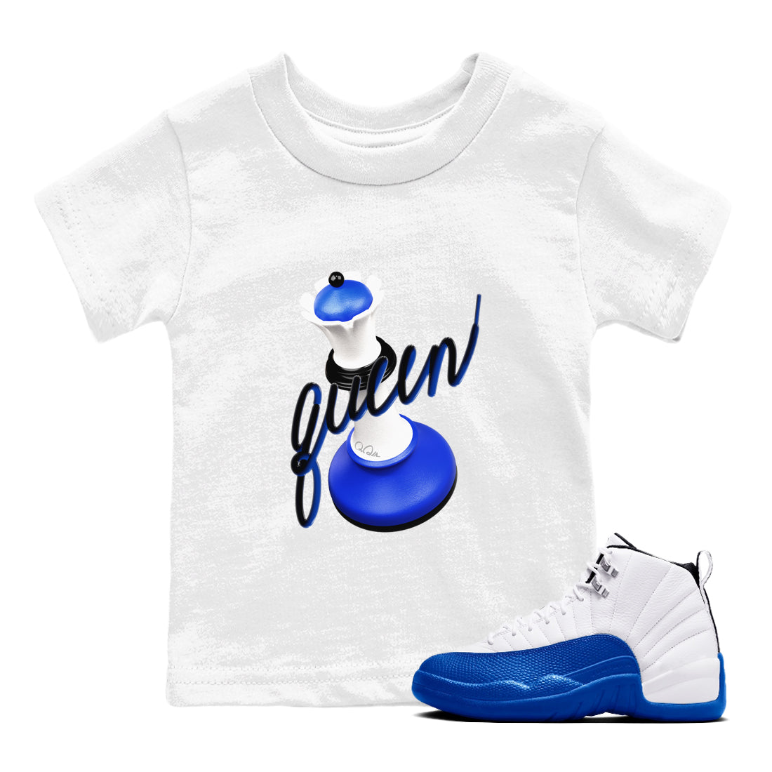 3D Queen snkmatch Tees Kids - Air Jordan 12 Blueberry