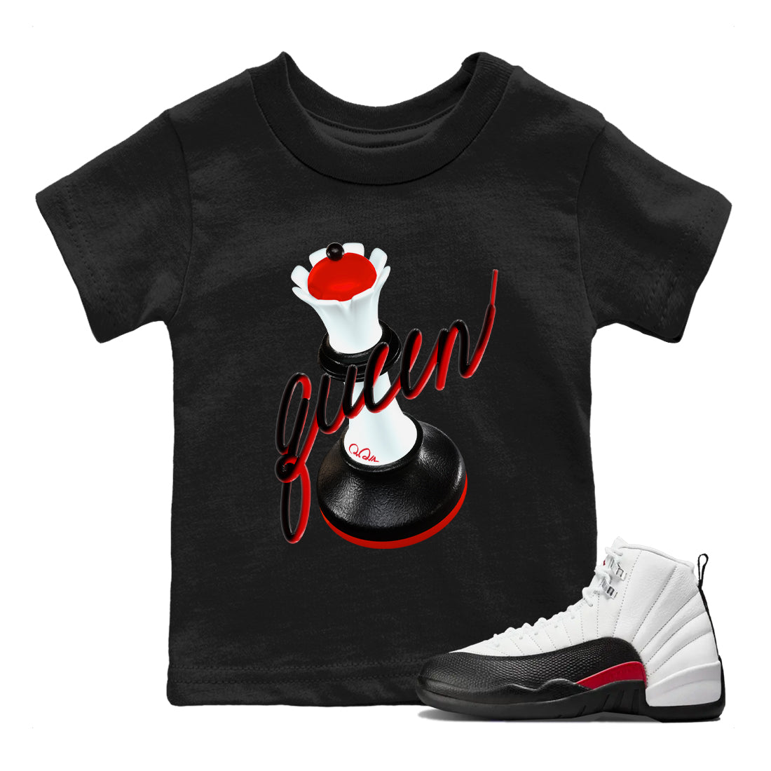 3D Queen snkmatch Tees Kids - Air Jordan 12 Taxi Flip
