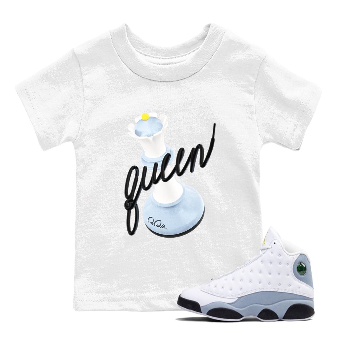3D Queen snkmatch Tees Kids - Air Jordan 13 Blue Grey