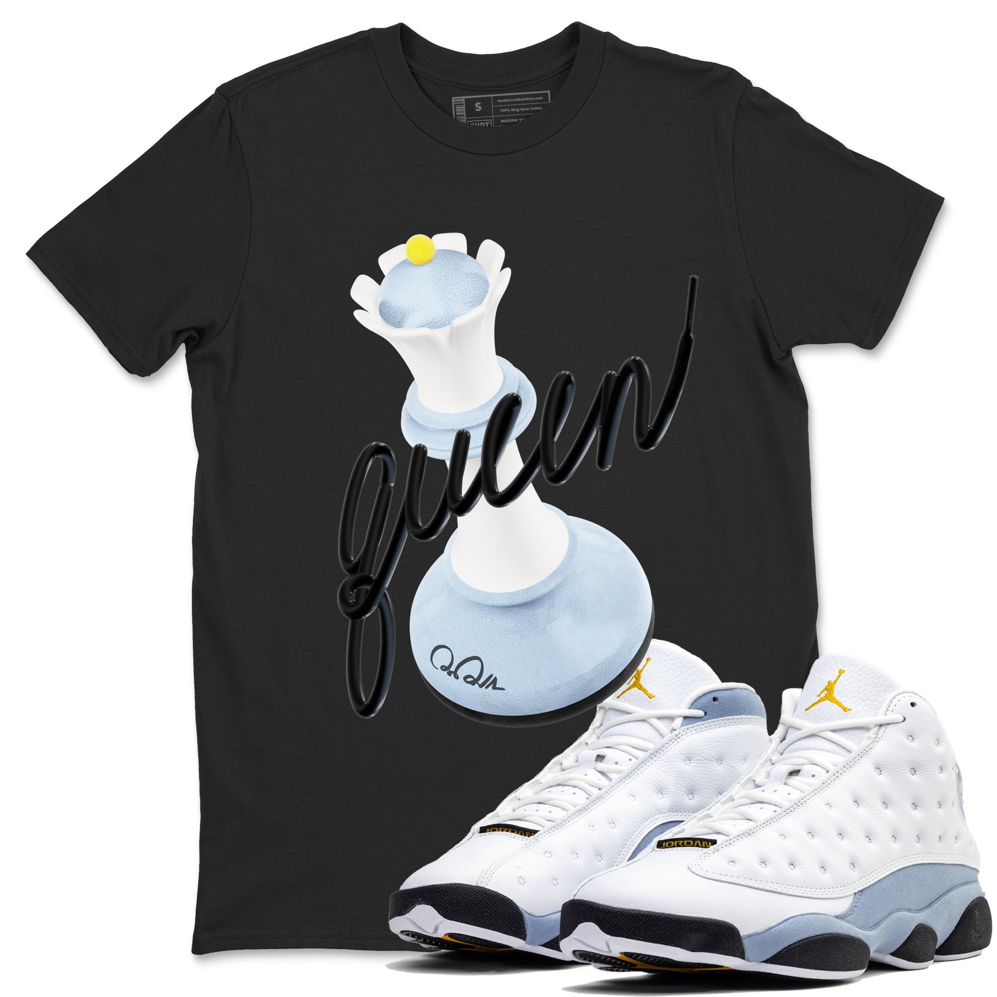 3D Queen snkmatch Tees - Air Jordan 13 Blue Grey