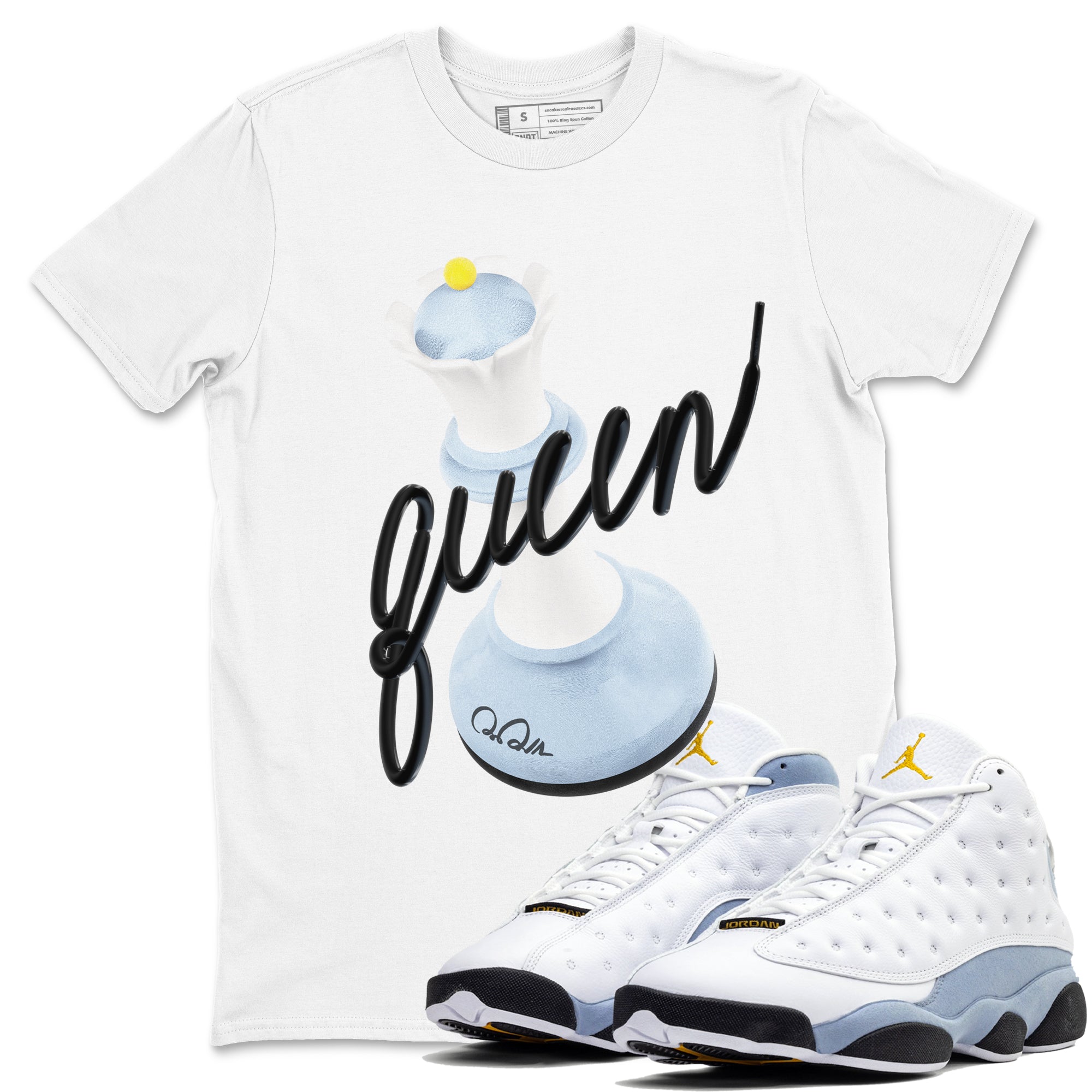 3D Queen snkmatch Tees - Air Jordan 13 Blue Grey