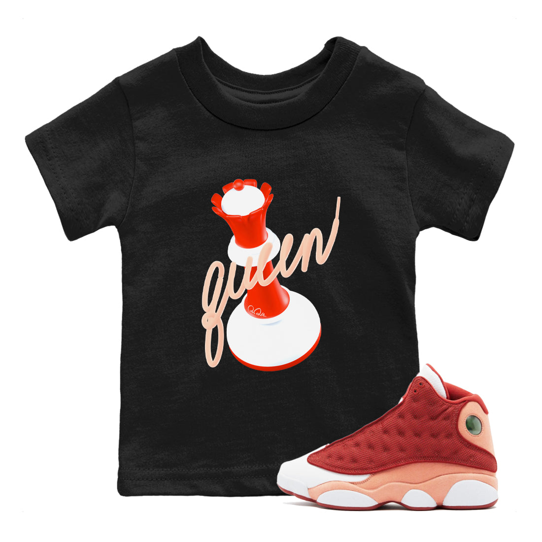 3D Queen snkmatch Tees Kids - Air Jordan 13 Dune Red