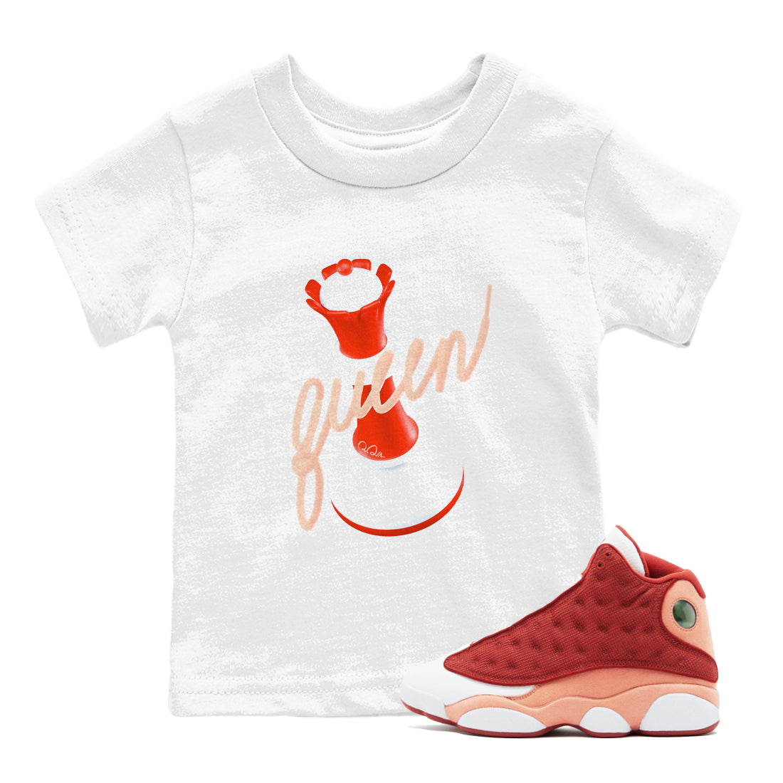 3D Queen snkmatch Tees Kids - Air Jordan 13 Dune Red