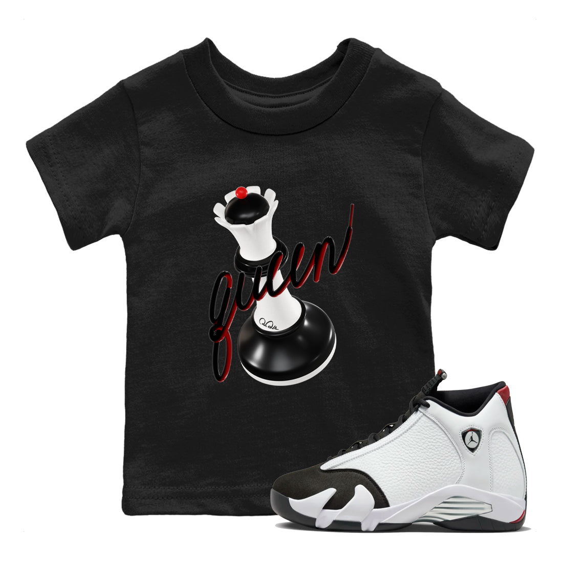 3D Queen snkmatch Tees Kids - Air Jordan 14 Black Toe