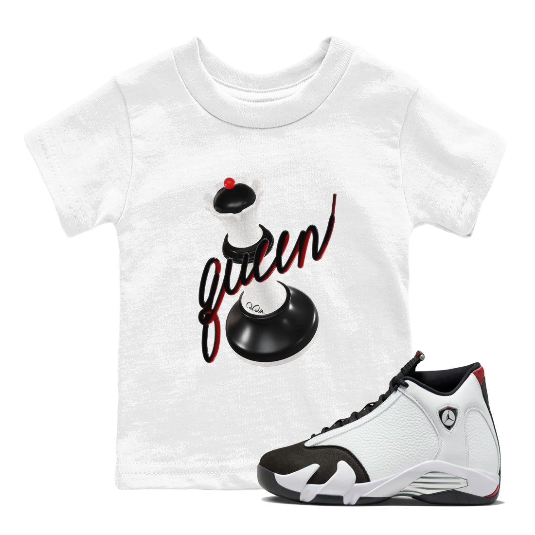 3D Queen snkmatch Tees Kids - Air Jordan 14 Black Toe