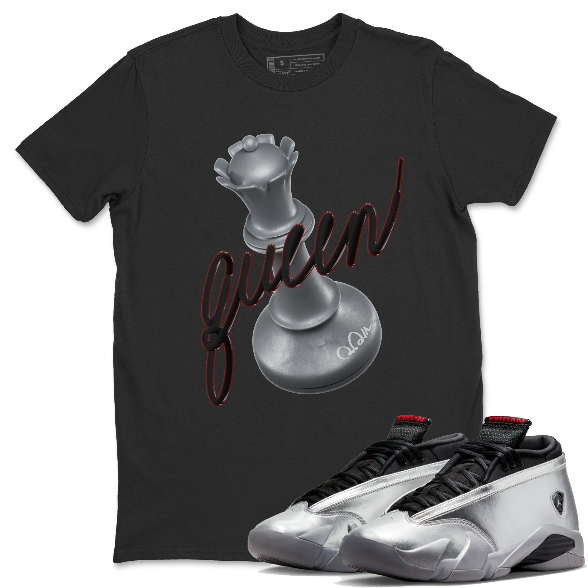 3D Queen Unisex Tops - Air Jordan 14 Metallic Silver