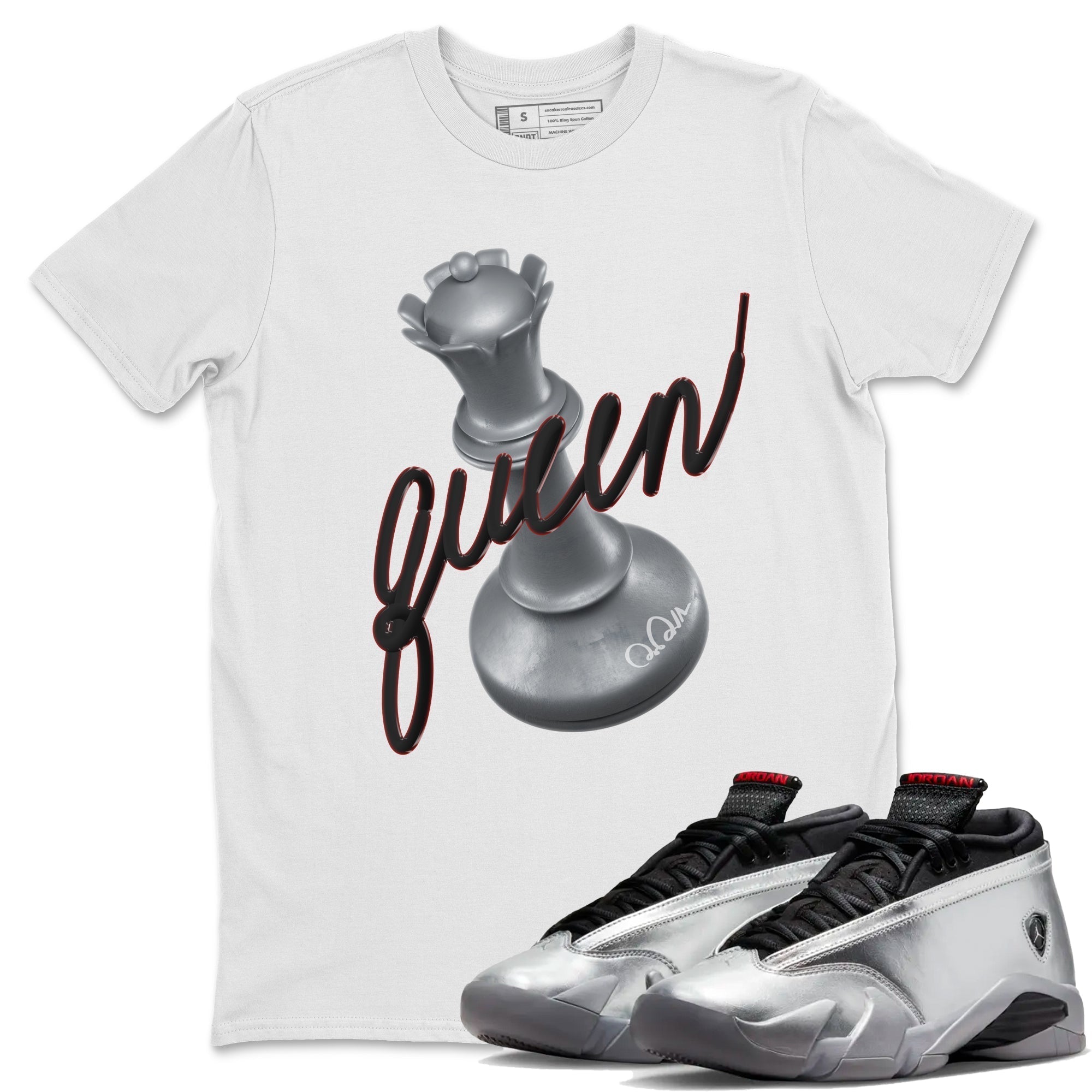 3D Queen Unisex Tops - Air Jordan 14 Metallic Silver