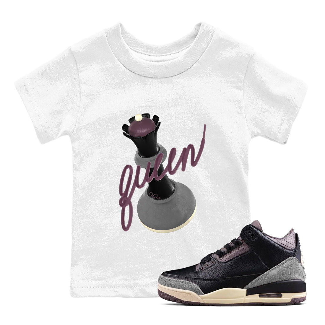 3D Queen snkmatch Tees Kids - Air Jordan 3 A Ma Maniere x Black
