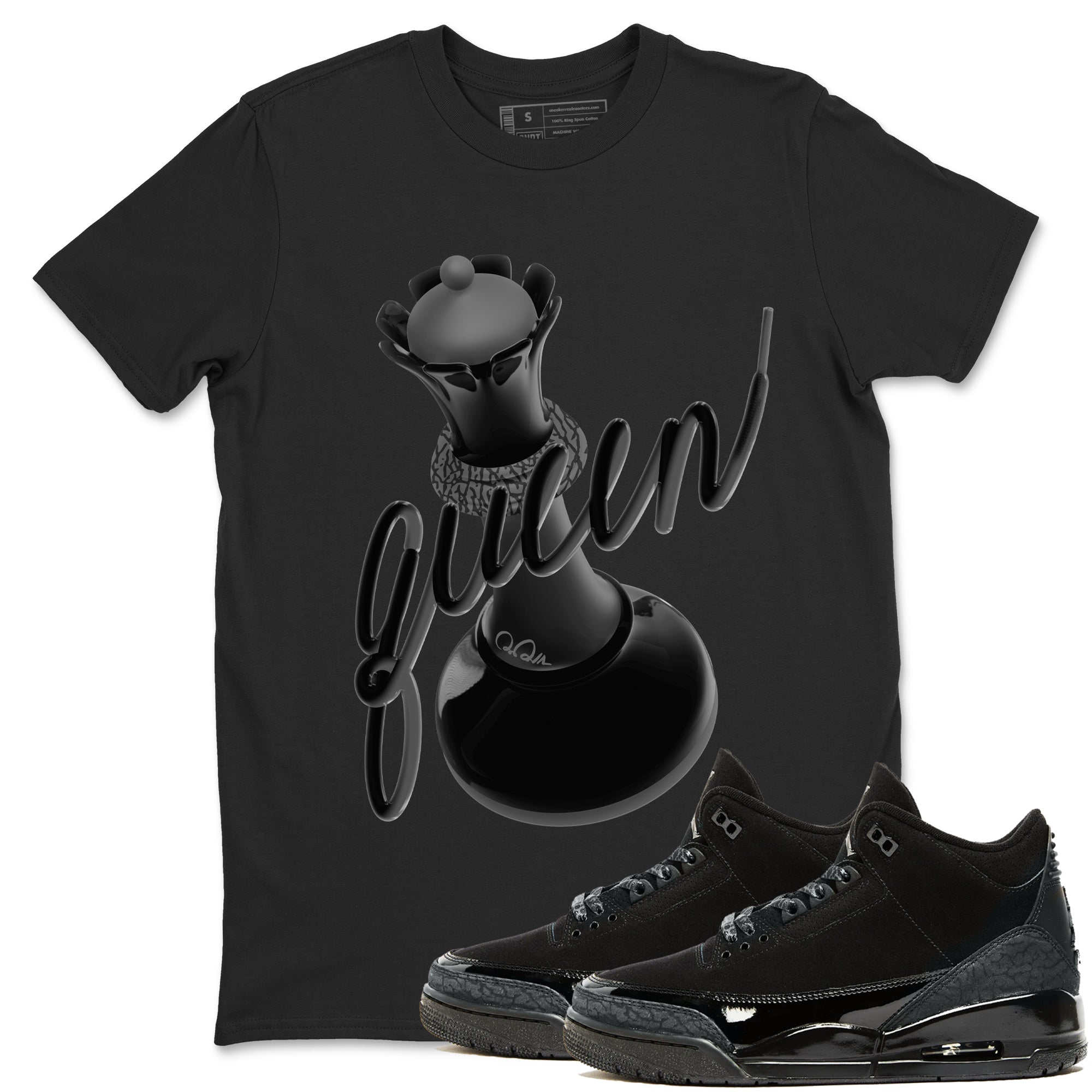 3D Queen snkmatch Tees - Air Jordan 3 Black Cat