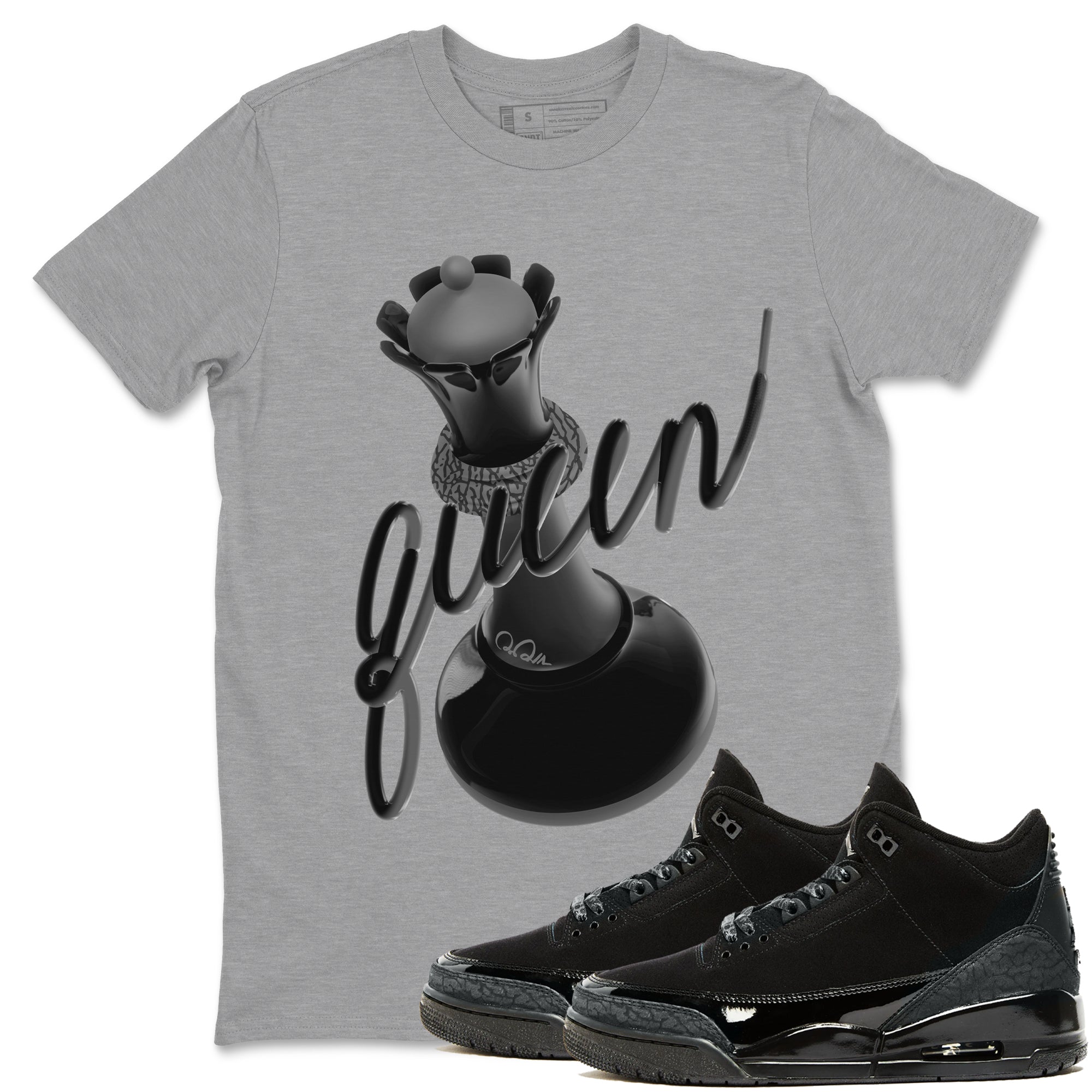 3D Queen snkmatch Tees - Air Jordan 3 Black Cat