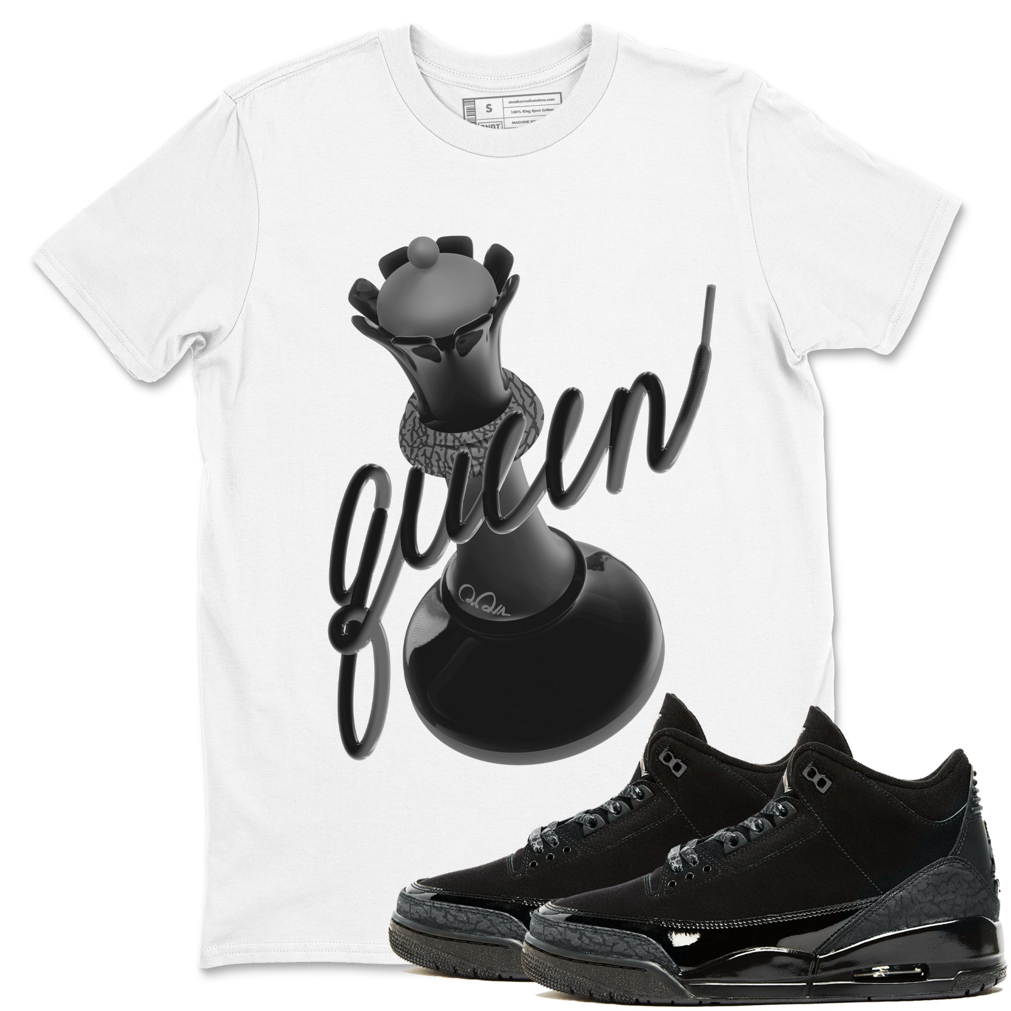 3D Queen snkmatch Tees - Air Jordan 3 Black Cat