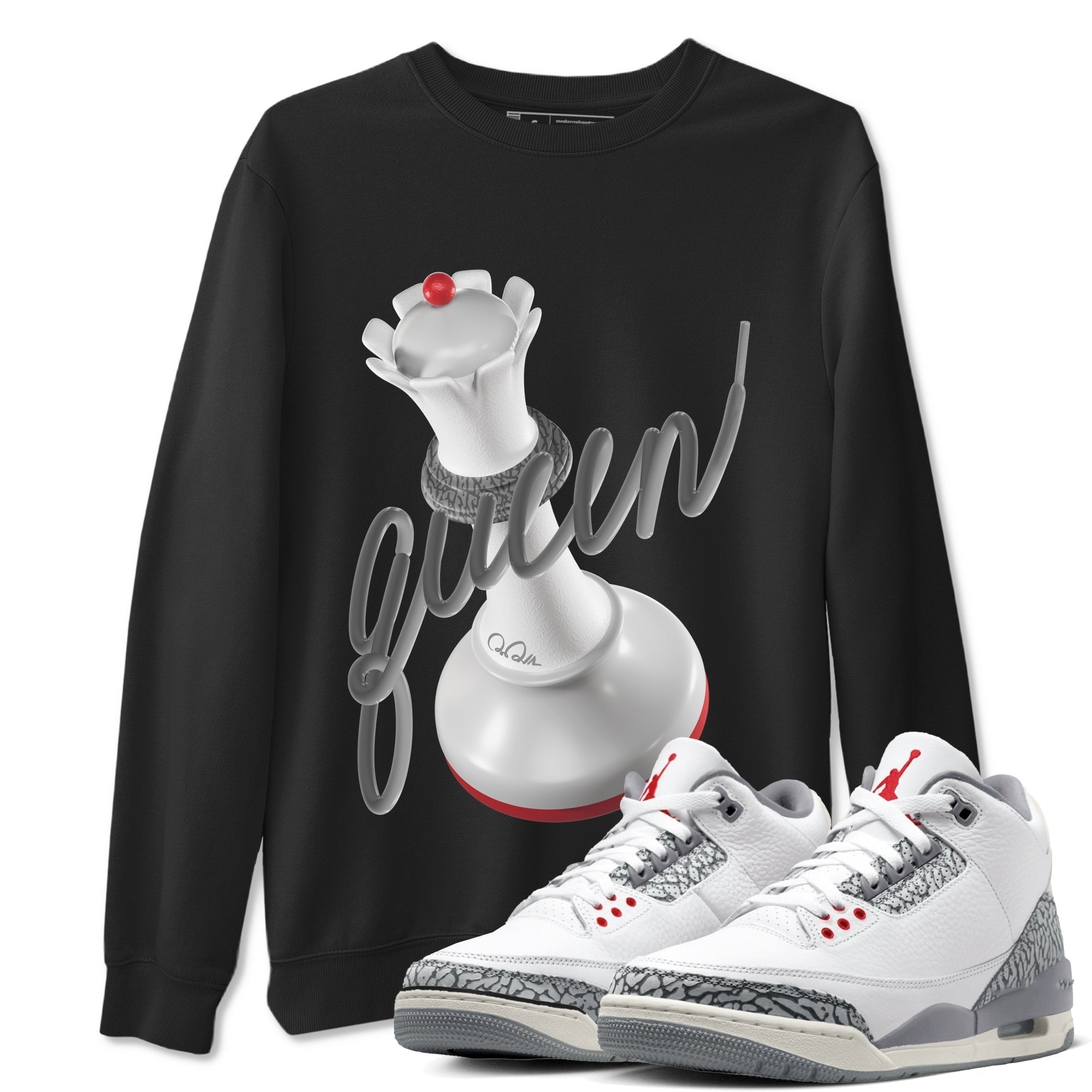 3D Queen snkmatch Tees - Air Jordan 3 Cement Grey