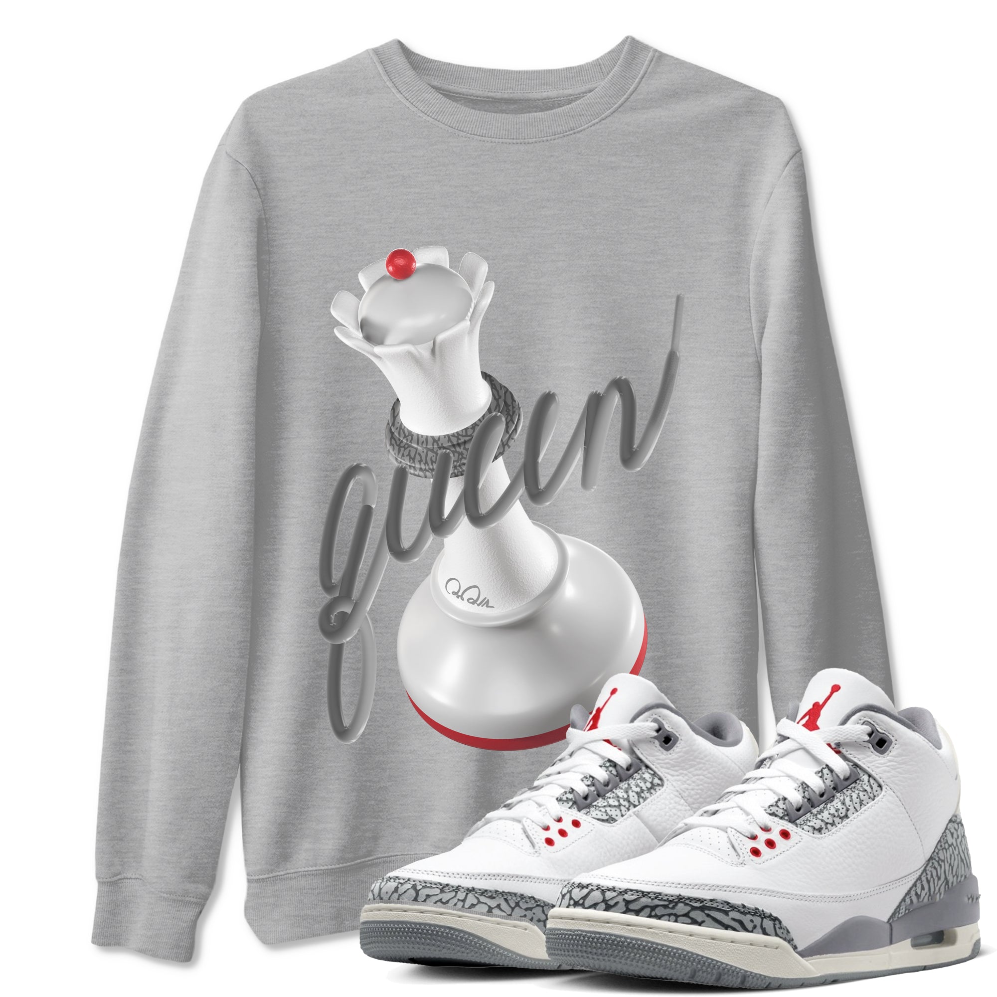 3D Queen snkmatch Tees - Air Jordan 3 Cement Grey