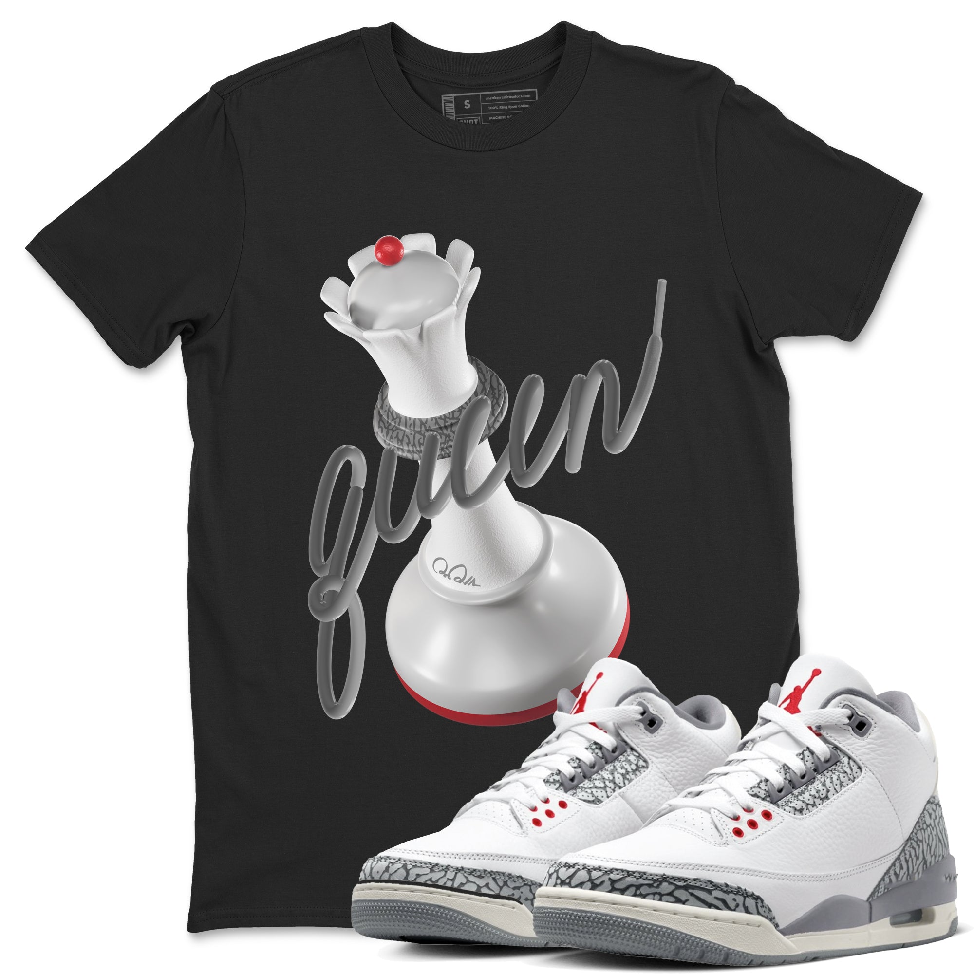 3D Queen snkmatch Tees - Air Jordan 3 Cement Grey