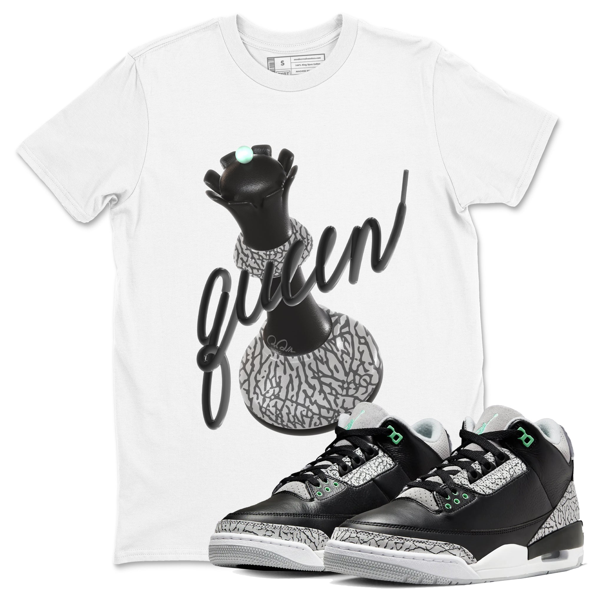 3D Queen snkmatch Tees - Air Jordan 3 Green Glow