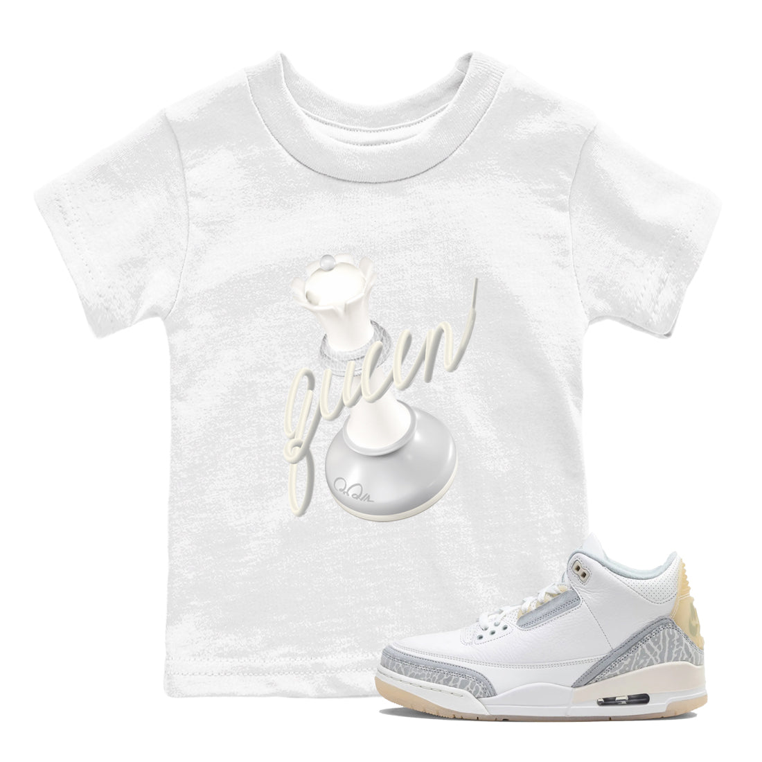 3D Queen snkmatch Tees Kids - Air Jordan 3 Ivory