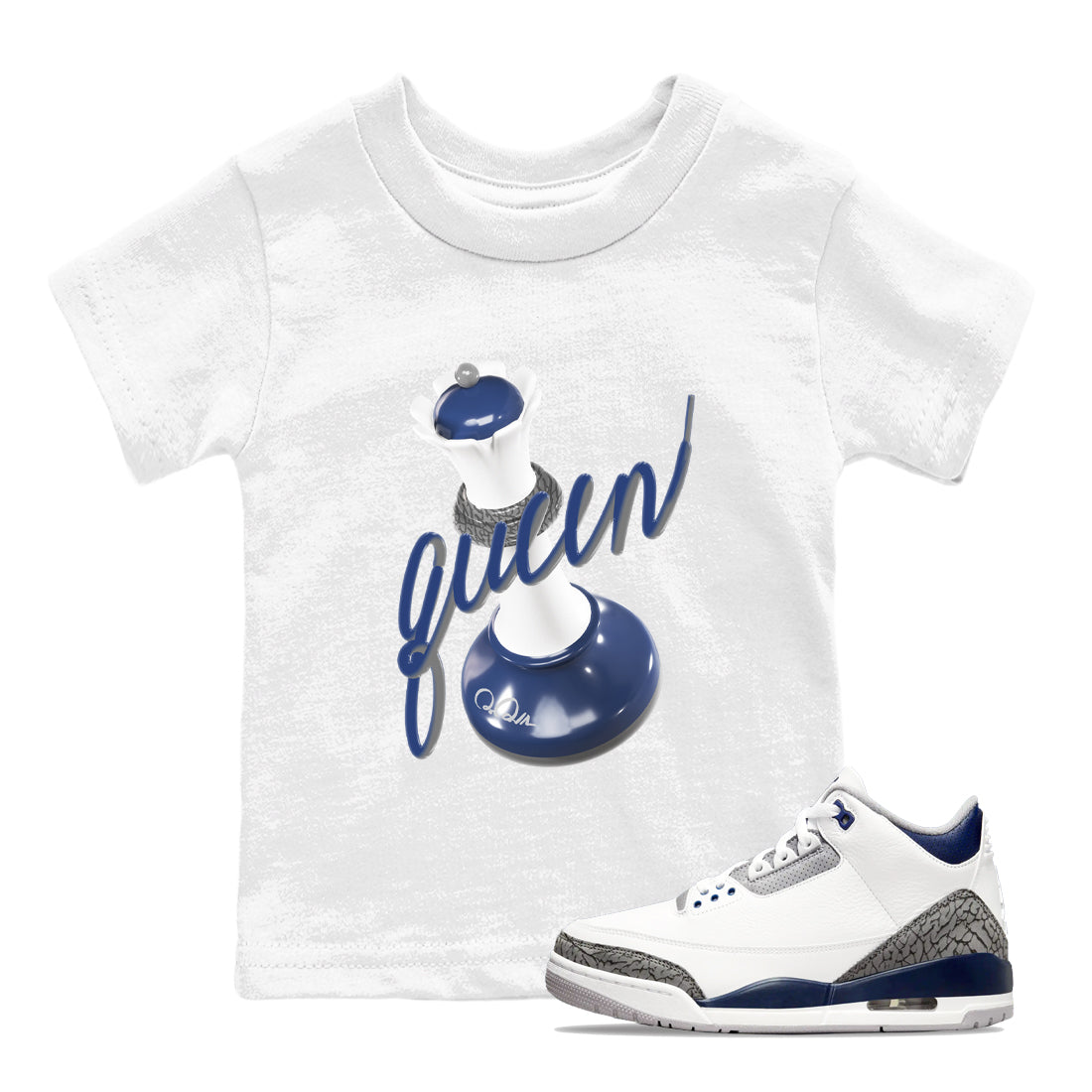 3D Queen snkmatch Tees Kids - Air Jordan 3 Midnight Navy 2023