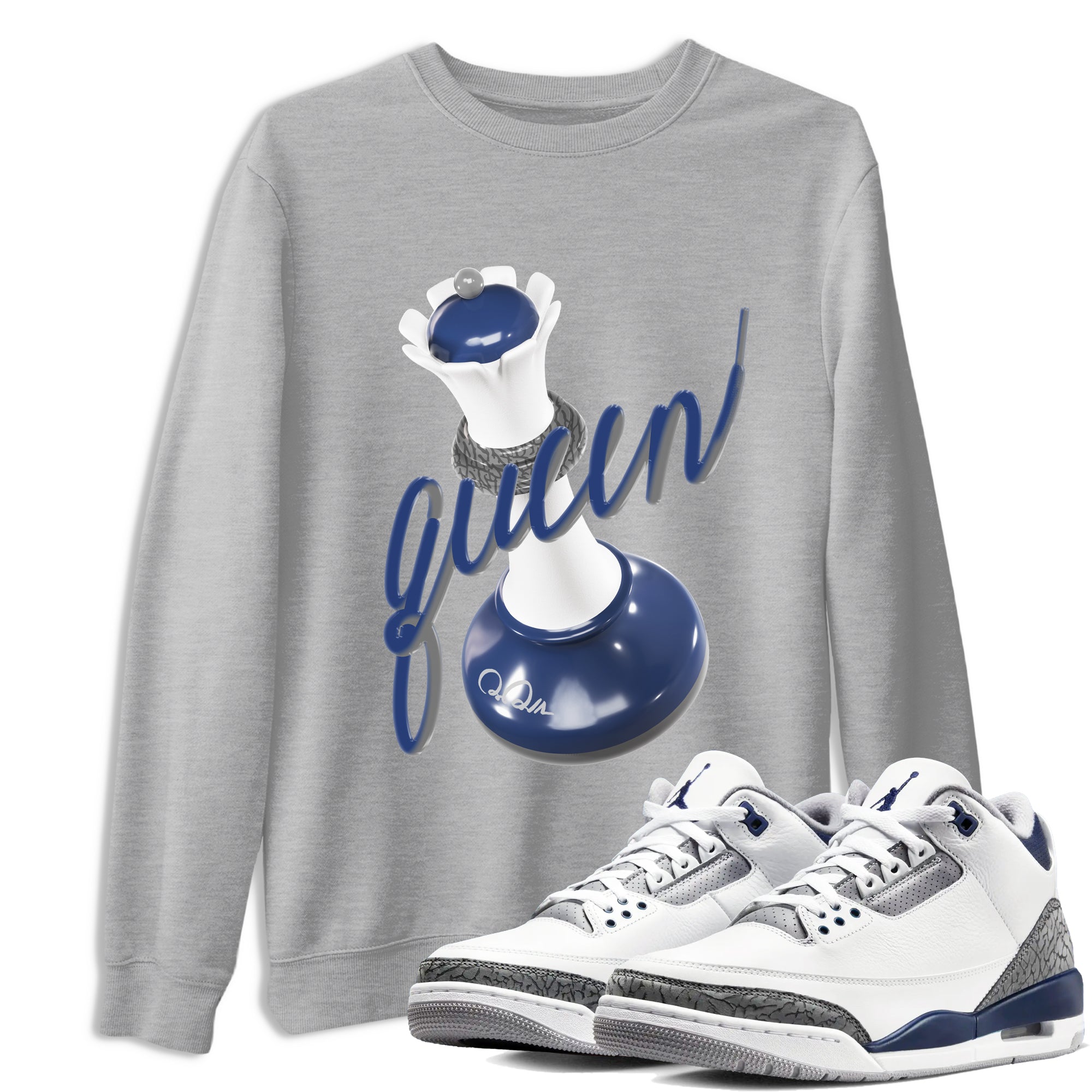 3D Queen snkmatch Tees - Air Jordan 3 Midnight Navy 2023