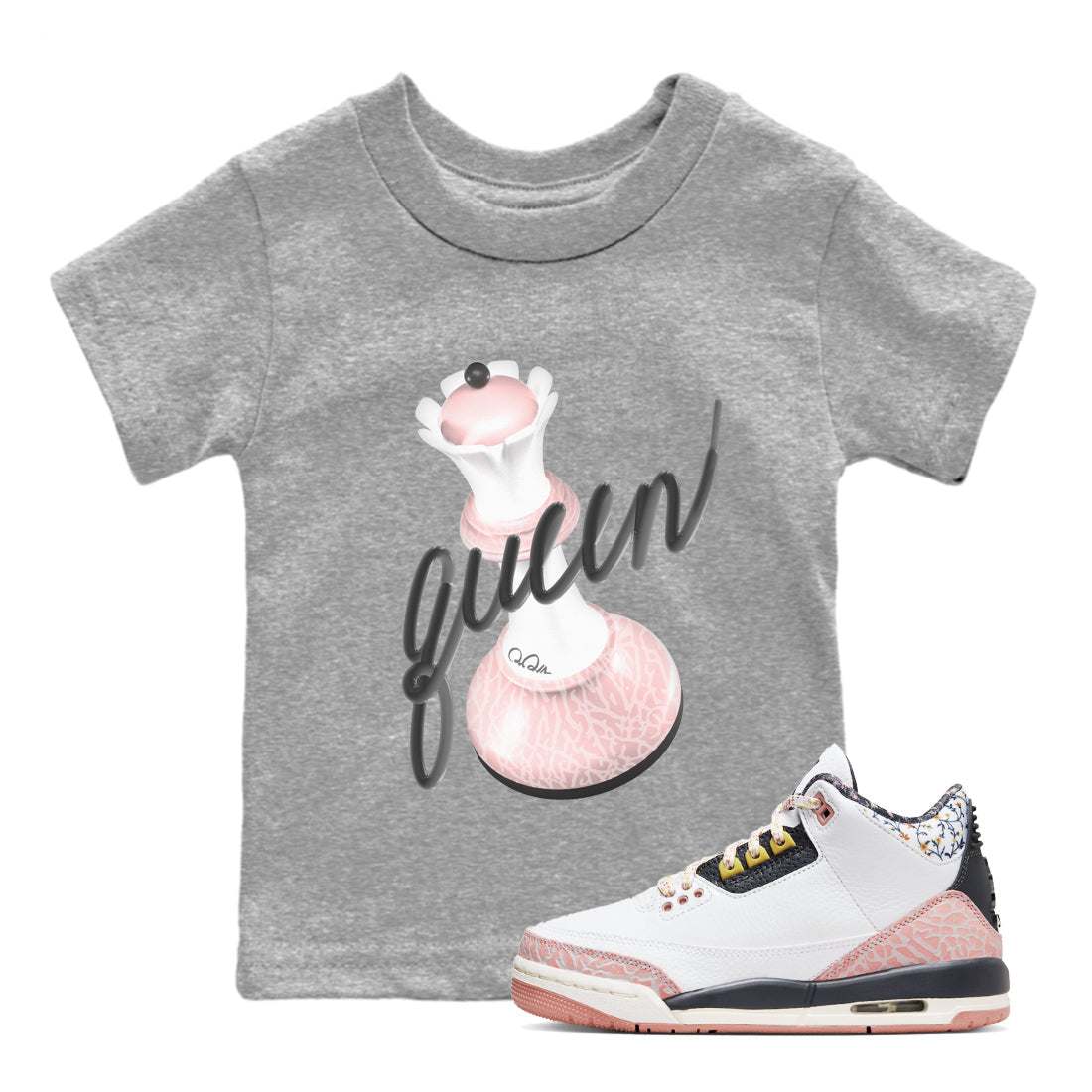 3D Queen snkmatch Tees Kids - Air Jordan 3 Vintage Floral