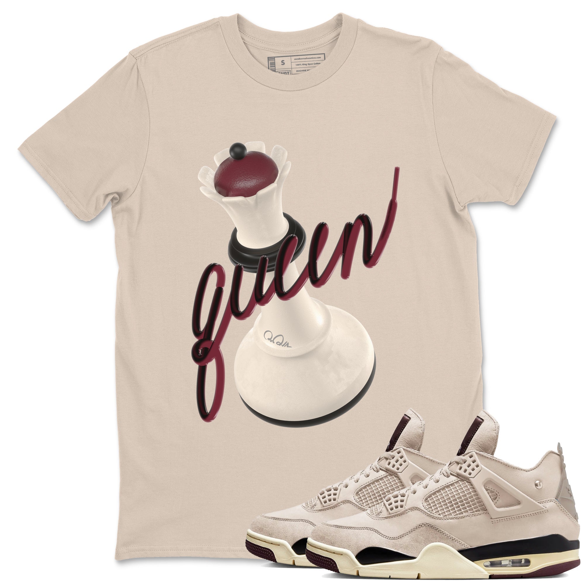 3D Queen snkmatch Tees - Air Jordan 4 A Ma Maniere x Fossil Stone