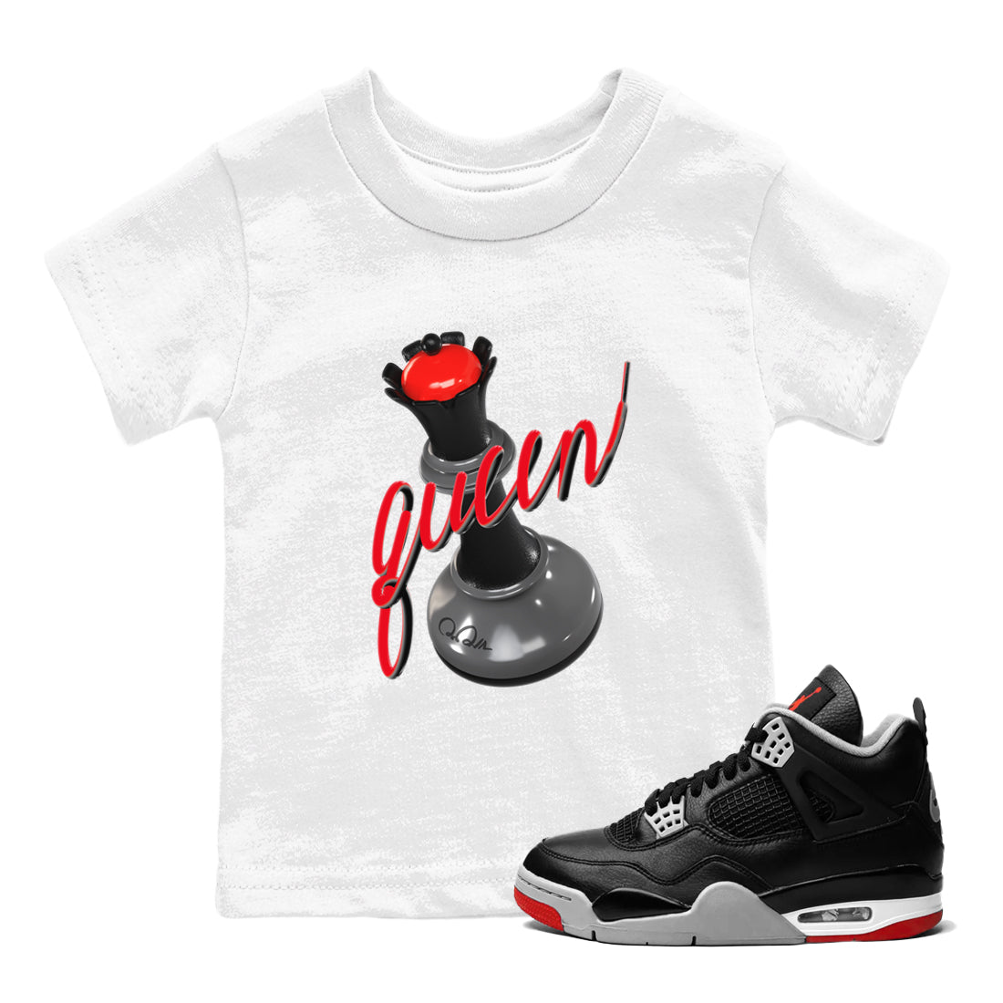 3D Queen snkmatch Tee Kids - Air Jordan 4 Bred Reimagined