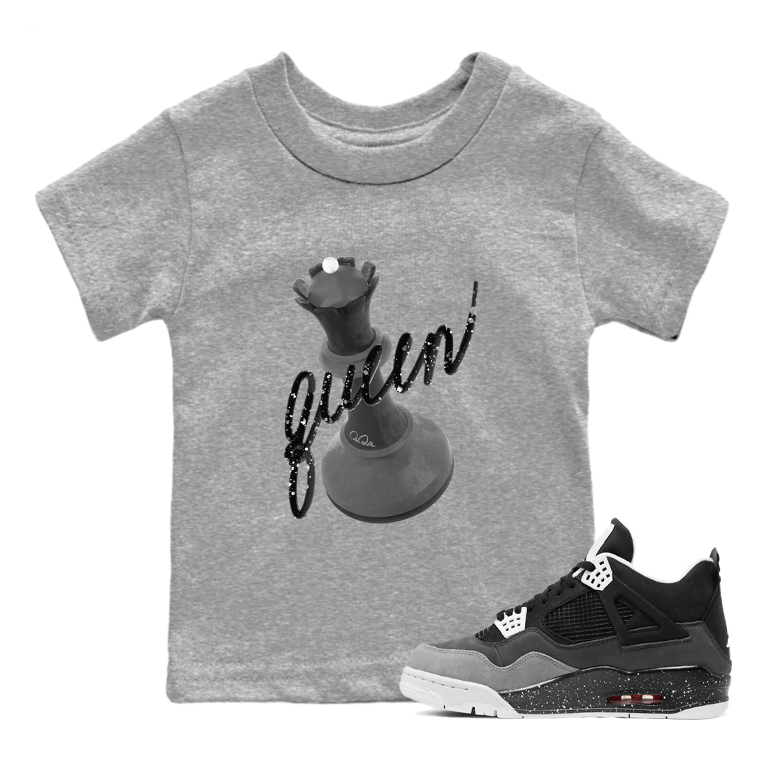3D Queen snkmatch Tees Kids - Air Jordan 4 Fear