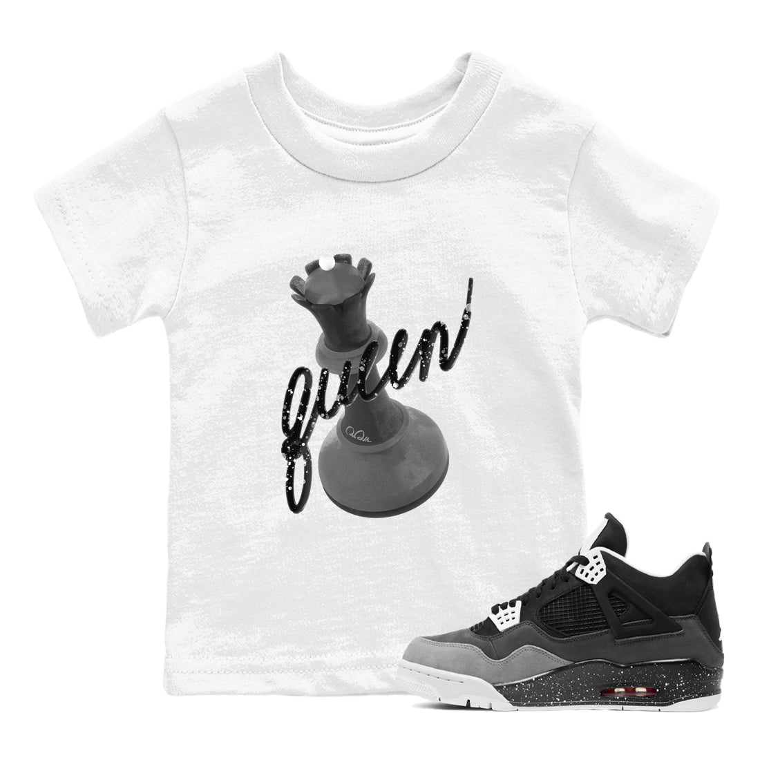 3D Queen snkmatch Tees Kids - Air Jordan 4 Fear