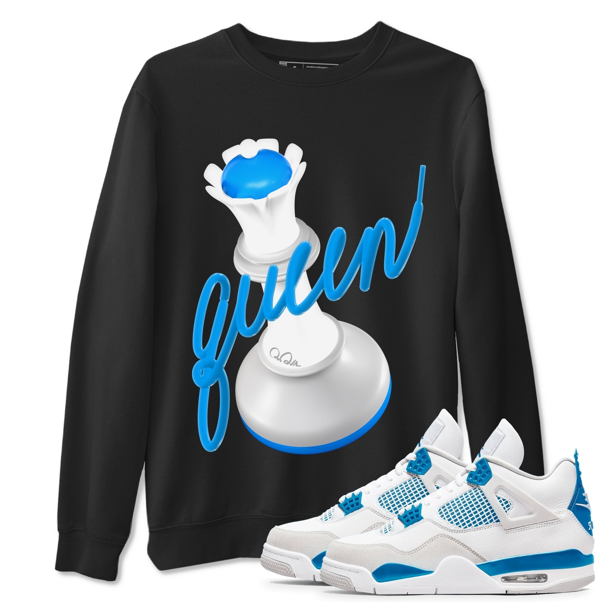 3D Queen snkmatch Tees - Air Jordan 4 Military Blue