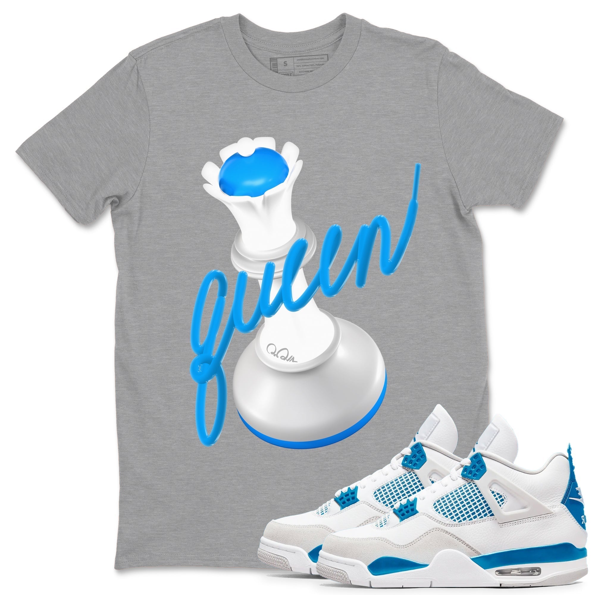 3D Queen snkmatch Tees - Air Jordan 4 Military Blue