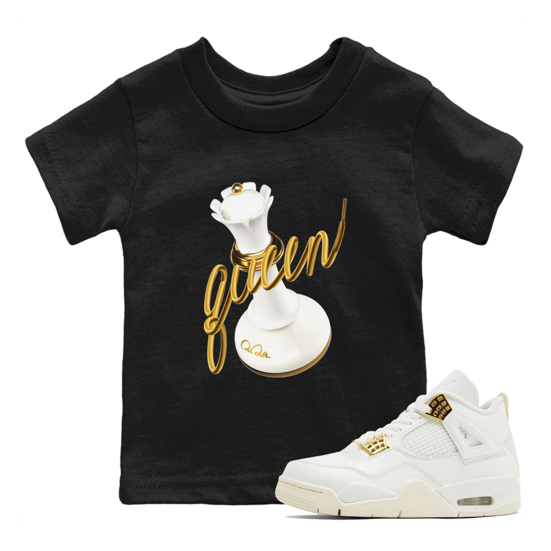 3D Queen snkmatch Tees Kids - Air Jordan 4 Sail 2024