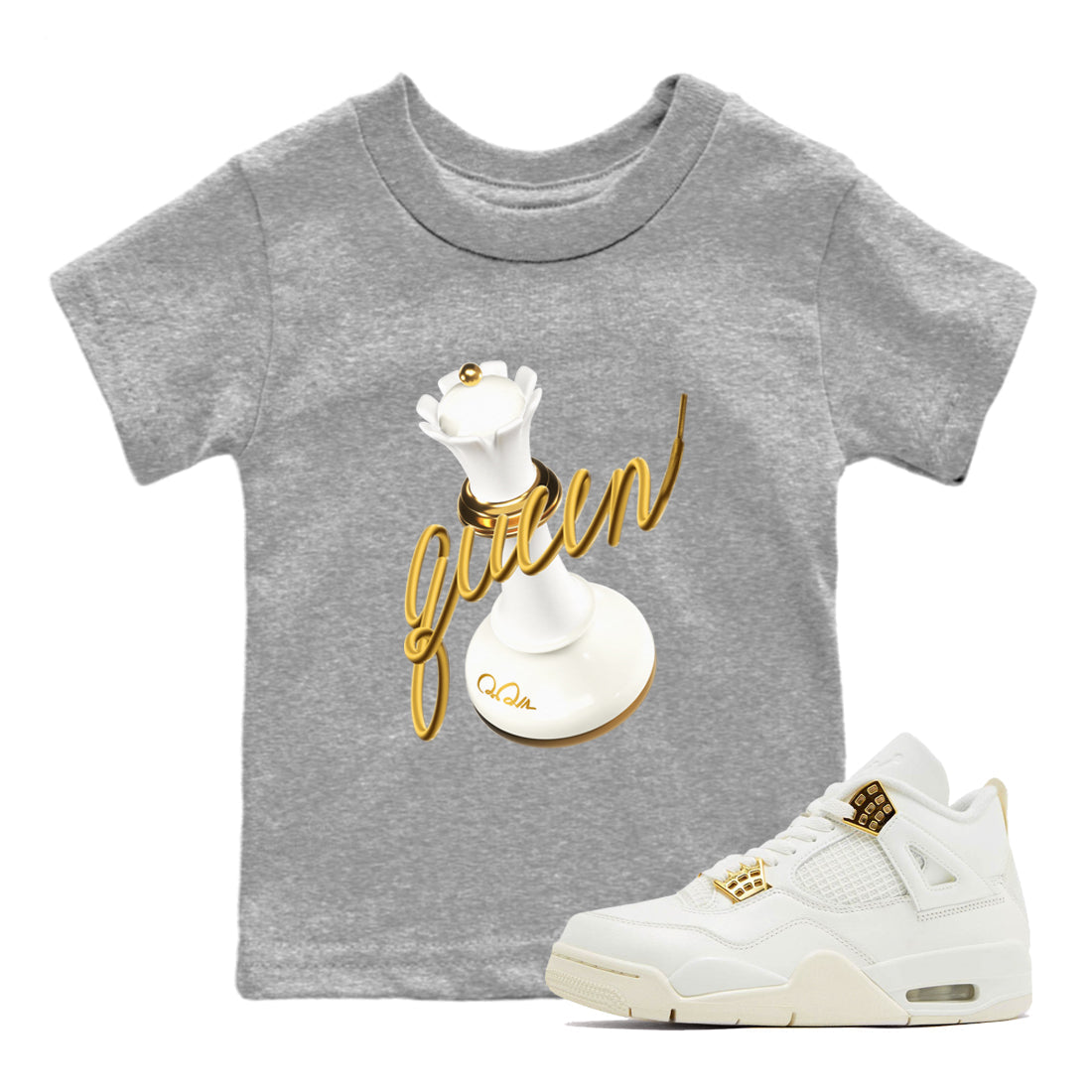 3D Queen snkmatch Tees Kids - Air Jordan 4 Sail 2024