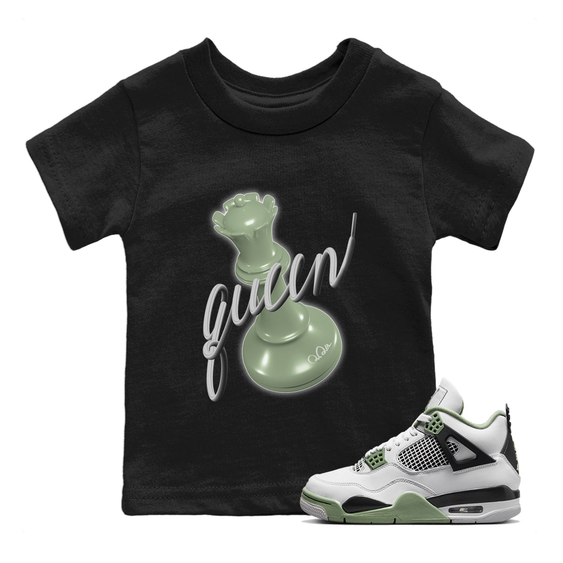 3D Queen Kids Tops - Air Jordan 4 Seafoam