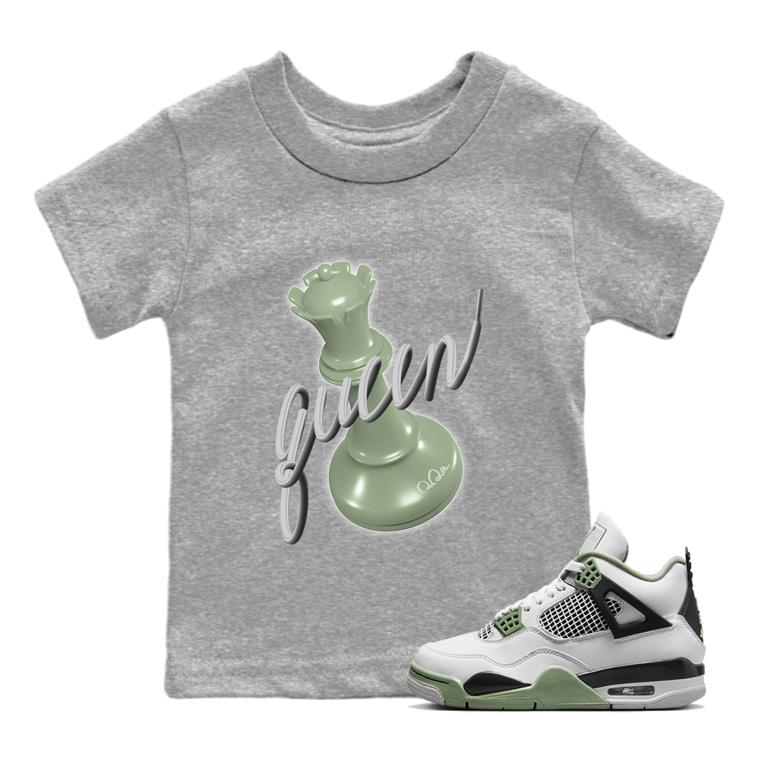 3D Queen Kids Tops - Air Jordan 4 Seafoam