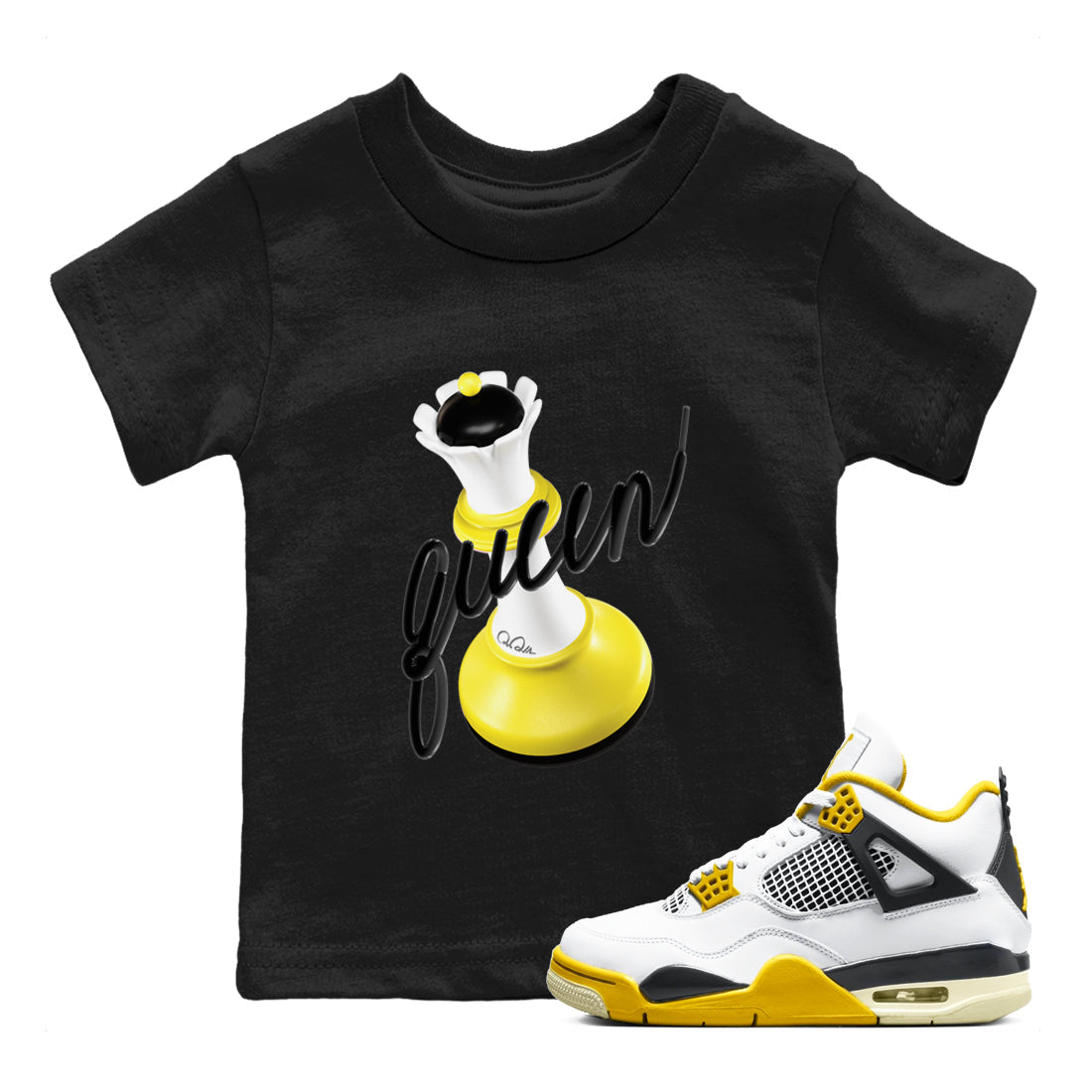3D Queen snkmatch Tees Kids - Air Jordan 4 Vivid Sulfur