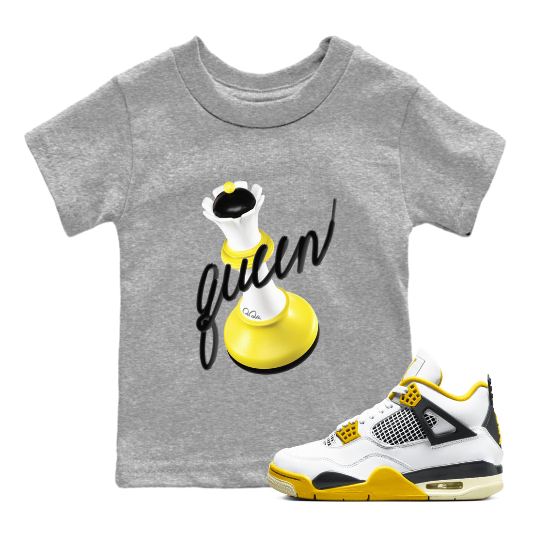 3D Queen snkmatch Tees Kids - Air Jordan 4 Vivid Sulfur