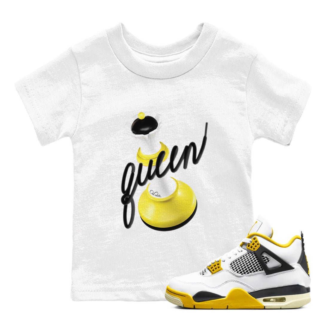 3D Queen snkmatch Tees Kids - Air Jordan 4 Vivid Sulfur