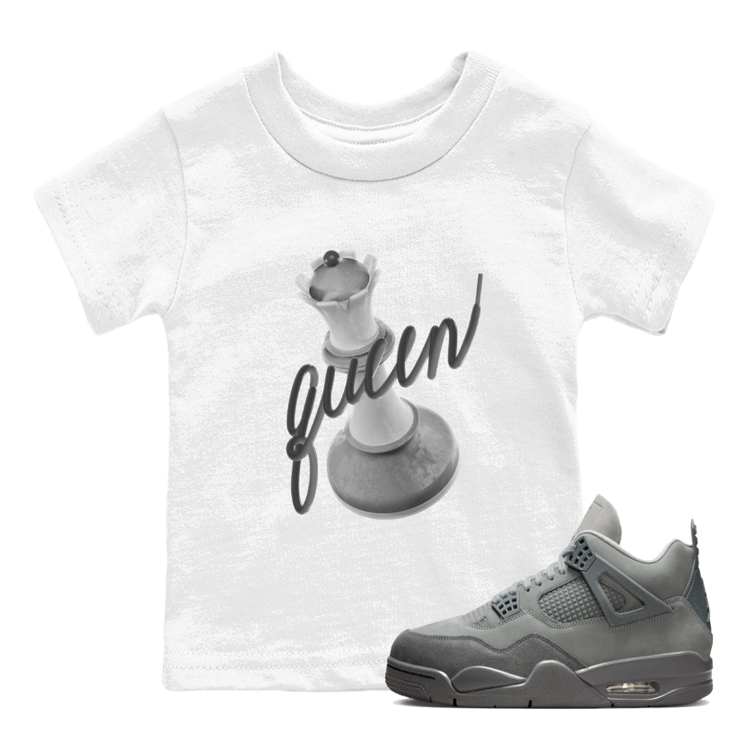 3D Queen snkmatch Tees Kids - Air Jordan 4 Wet Cement