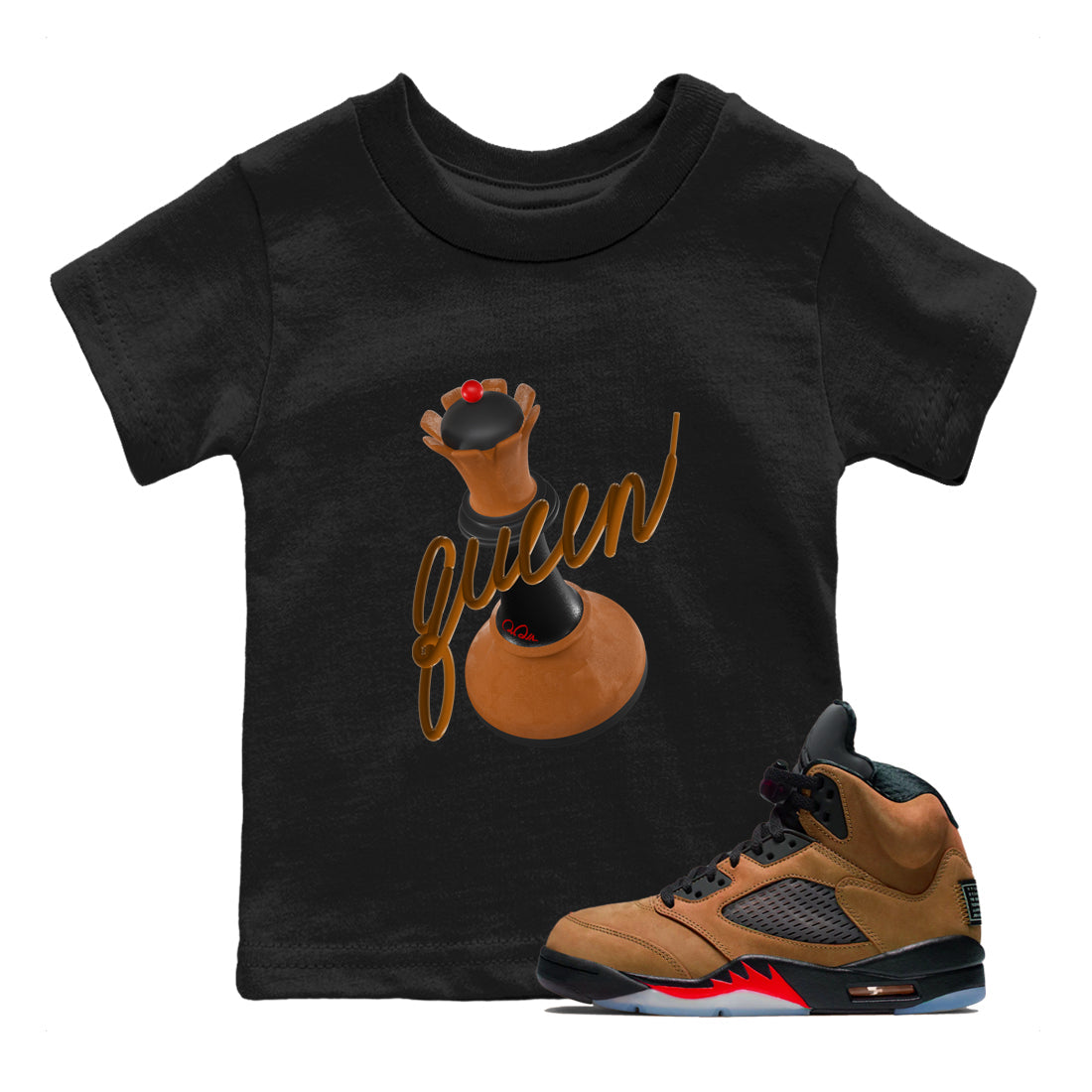 3D Queen snkmatch Tees Kids - Air Jordan 5 Archaeo Brown