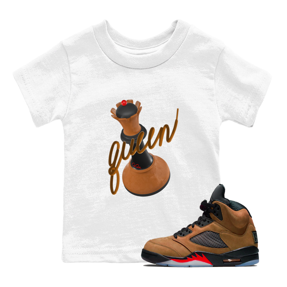 3D Queen snkmatch Tees Kids - Air Jordan 5 Archaeo Brown