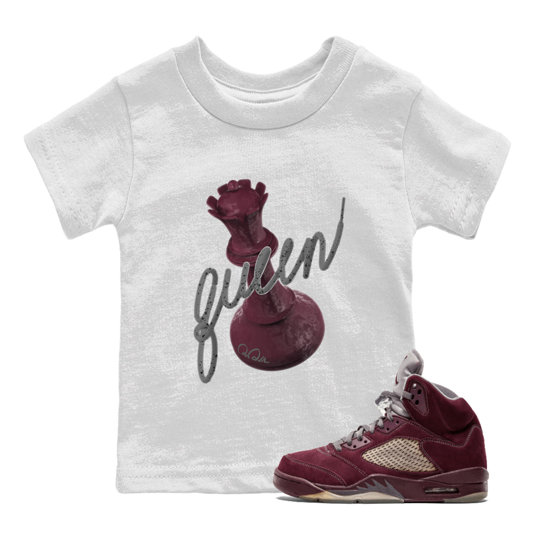 3D Queen Kids Tops - Air Jordan 5 Burgundy