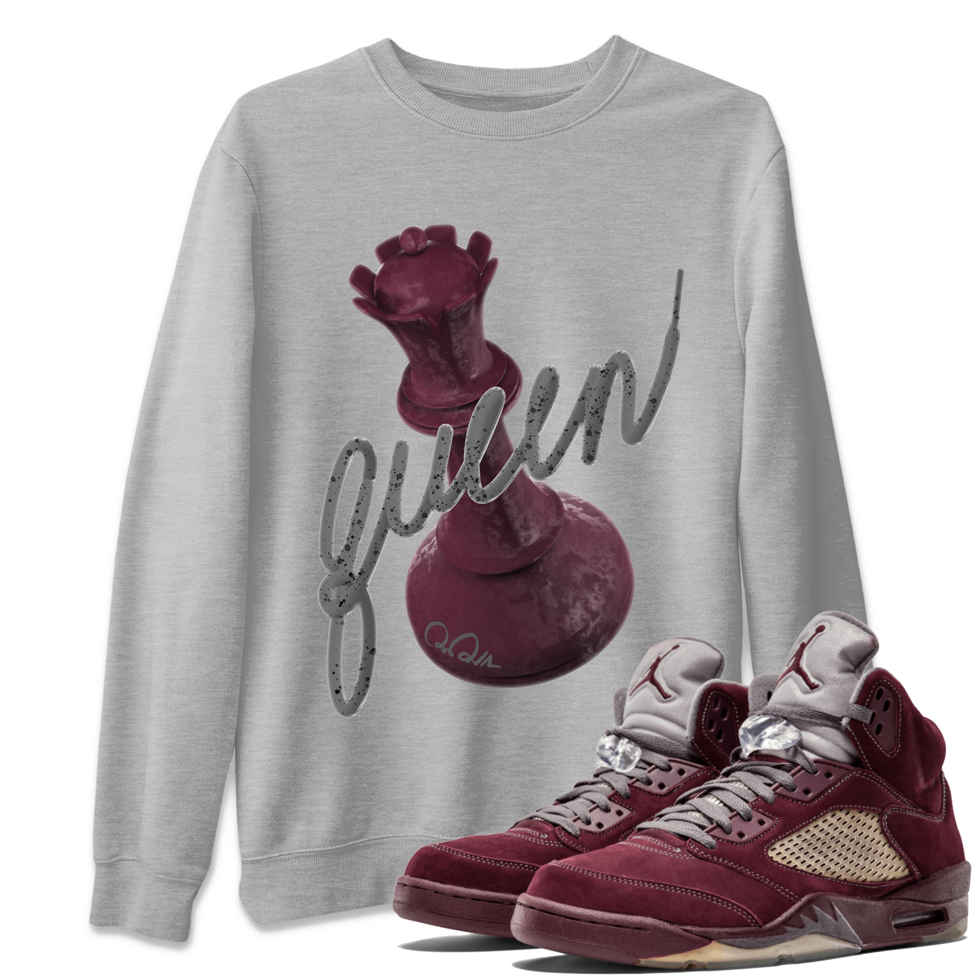 3D Queen Unisex Tops - Air Jordan 5 Burgundy