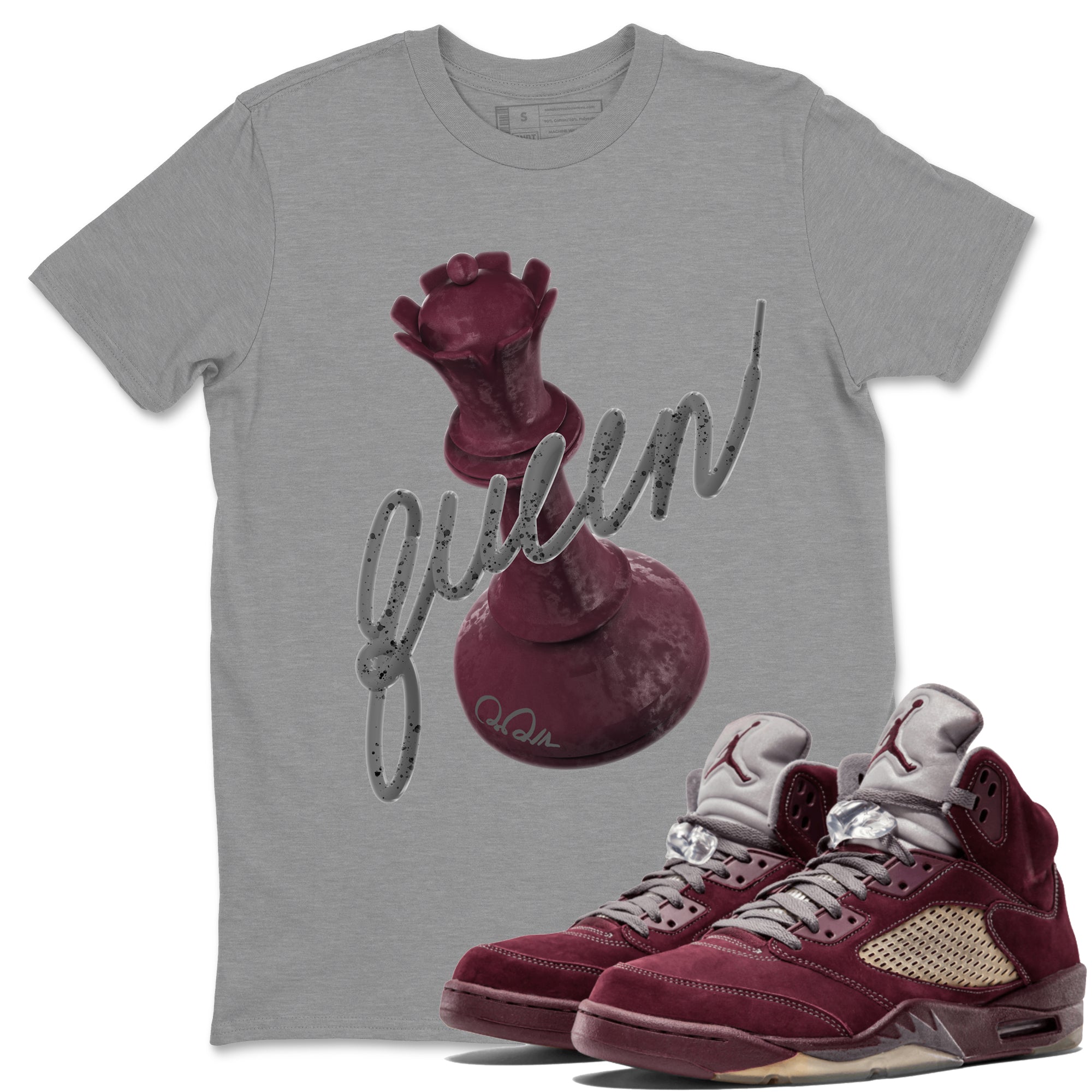 3D Queen Unisex Tops - Air Jordan 5 Burgundy
