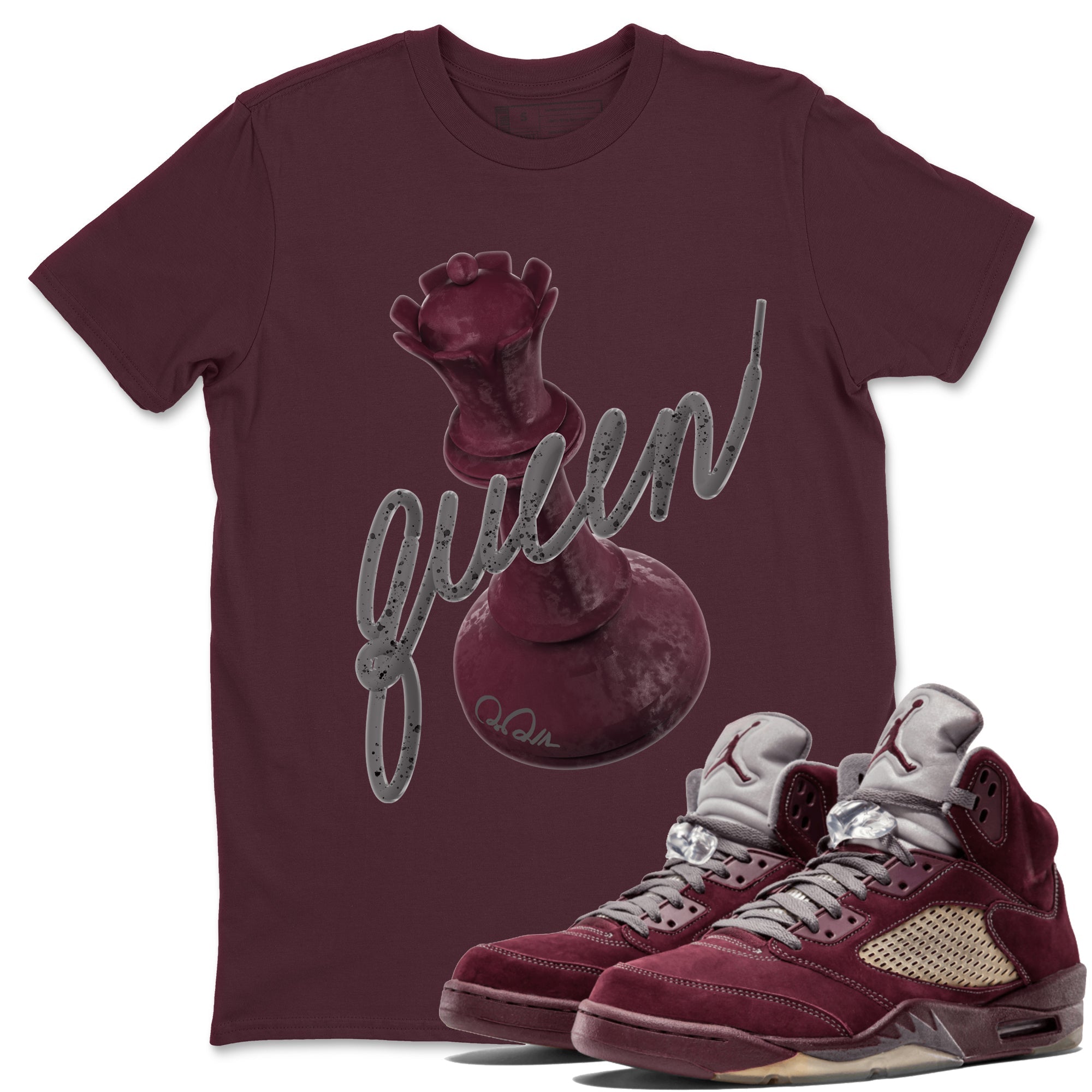 3D Queen Unisex Tops - Air Jordan 5 Burgundy